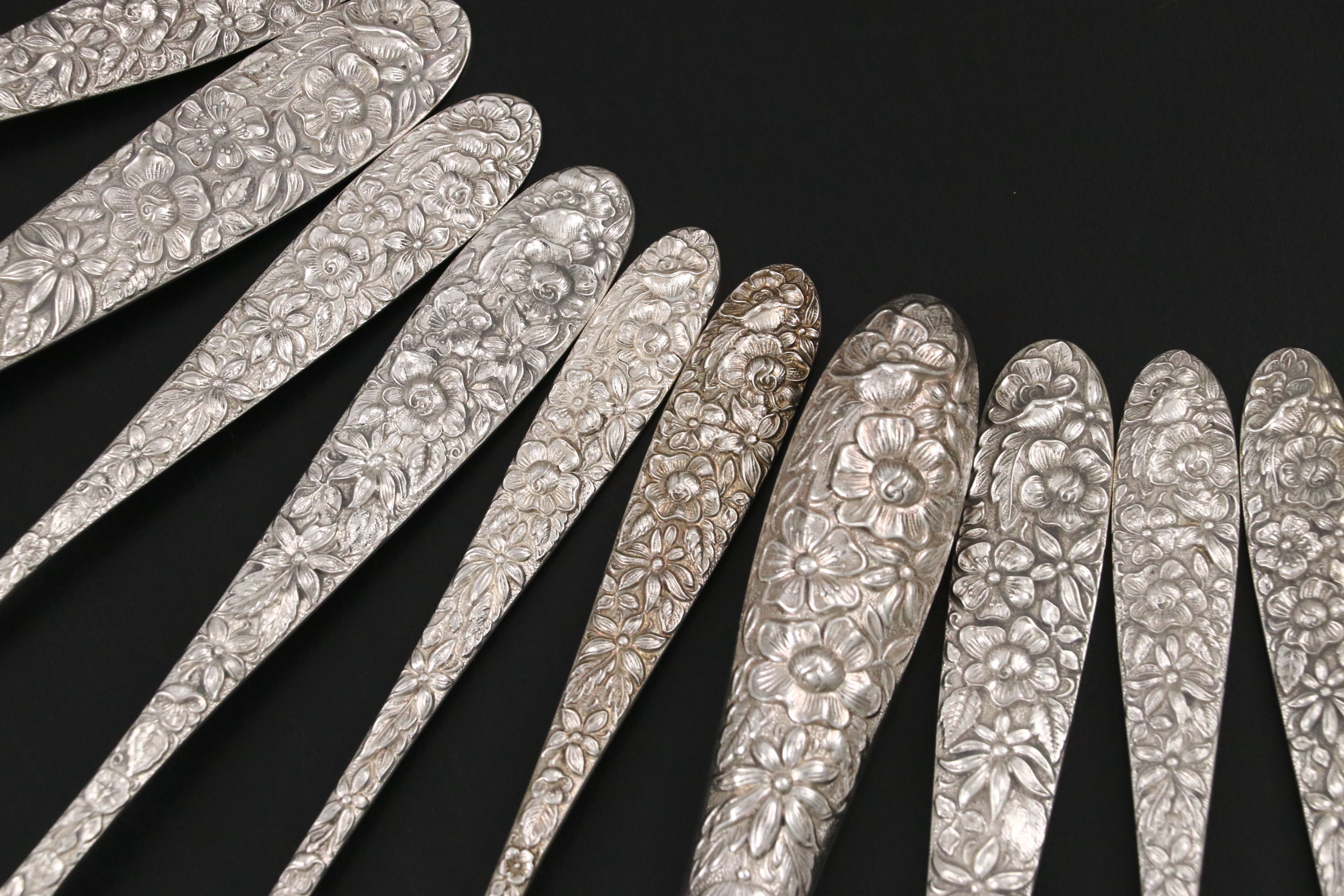 Manchester "Southern Rose" Sterling Flatware Set with Case, 20th Century