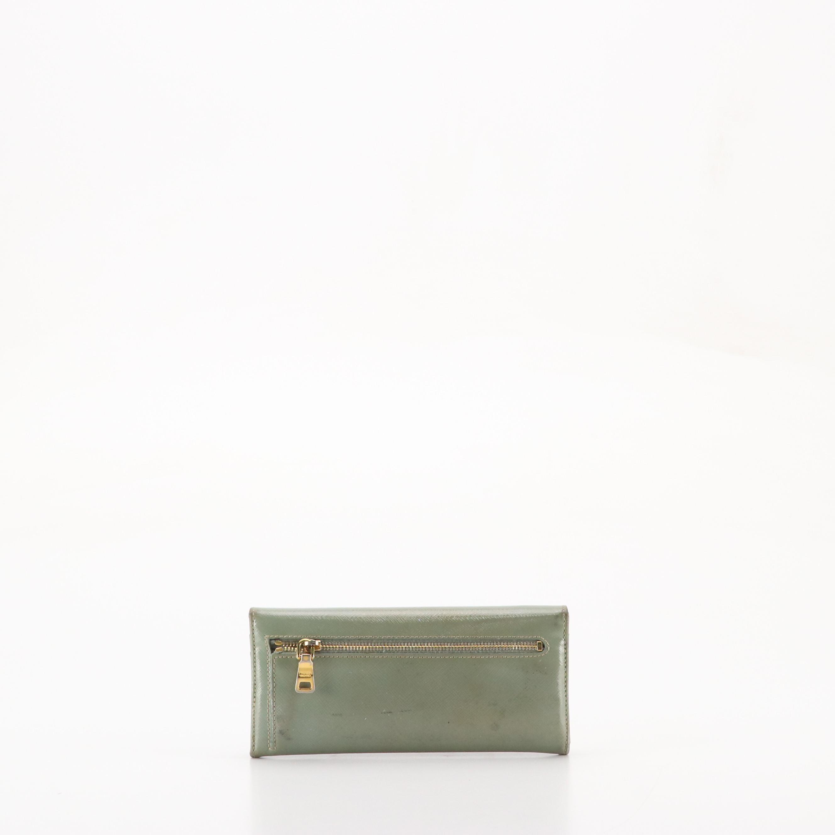 Prada Saffiano Patent Leather Wallet with Chain