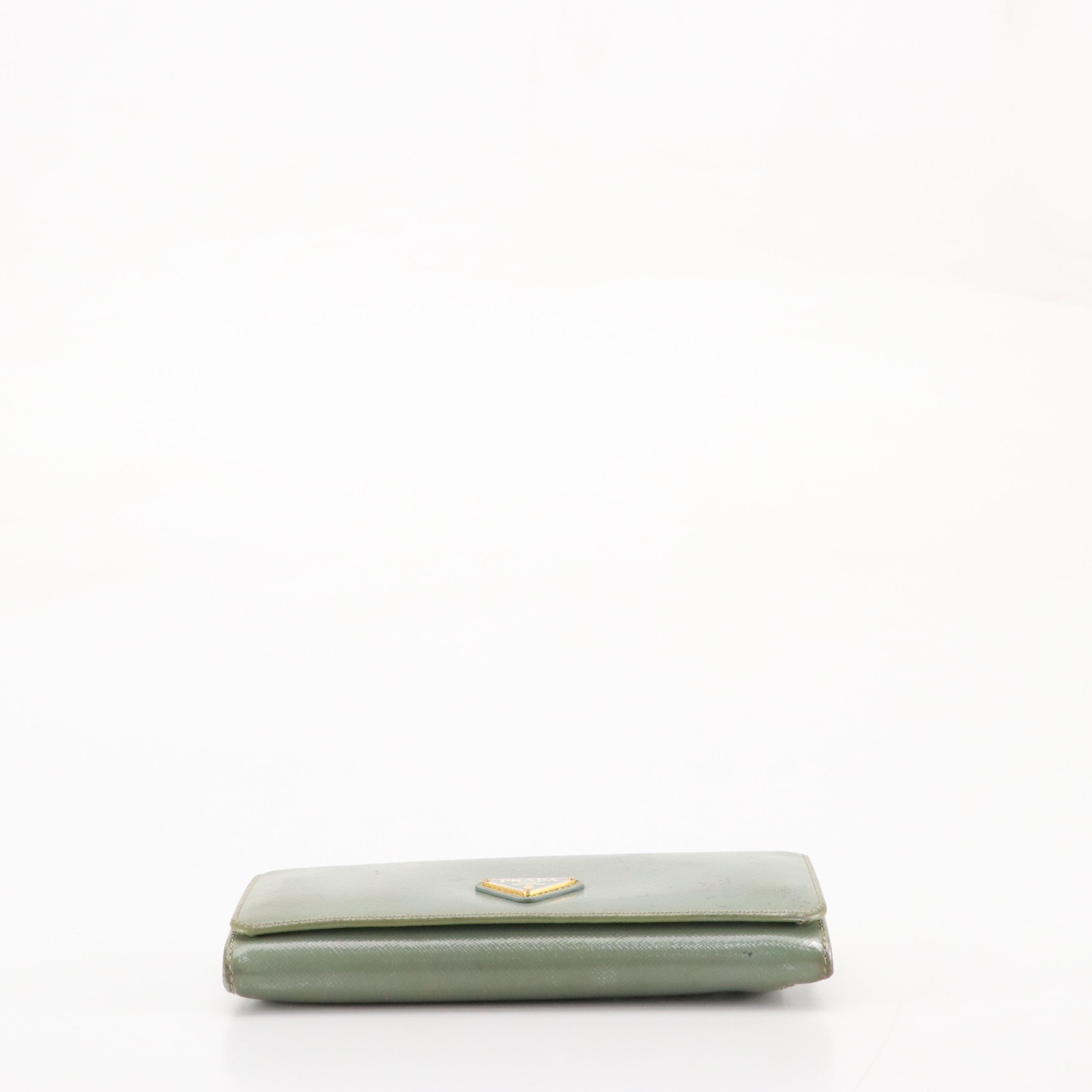 Prada Saffiano Patent Leather Wallet with Chain