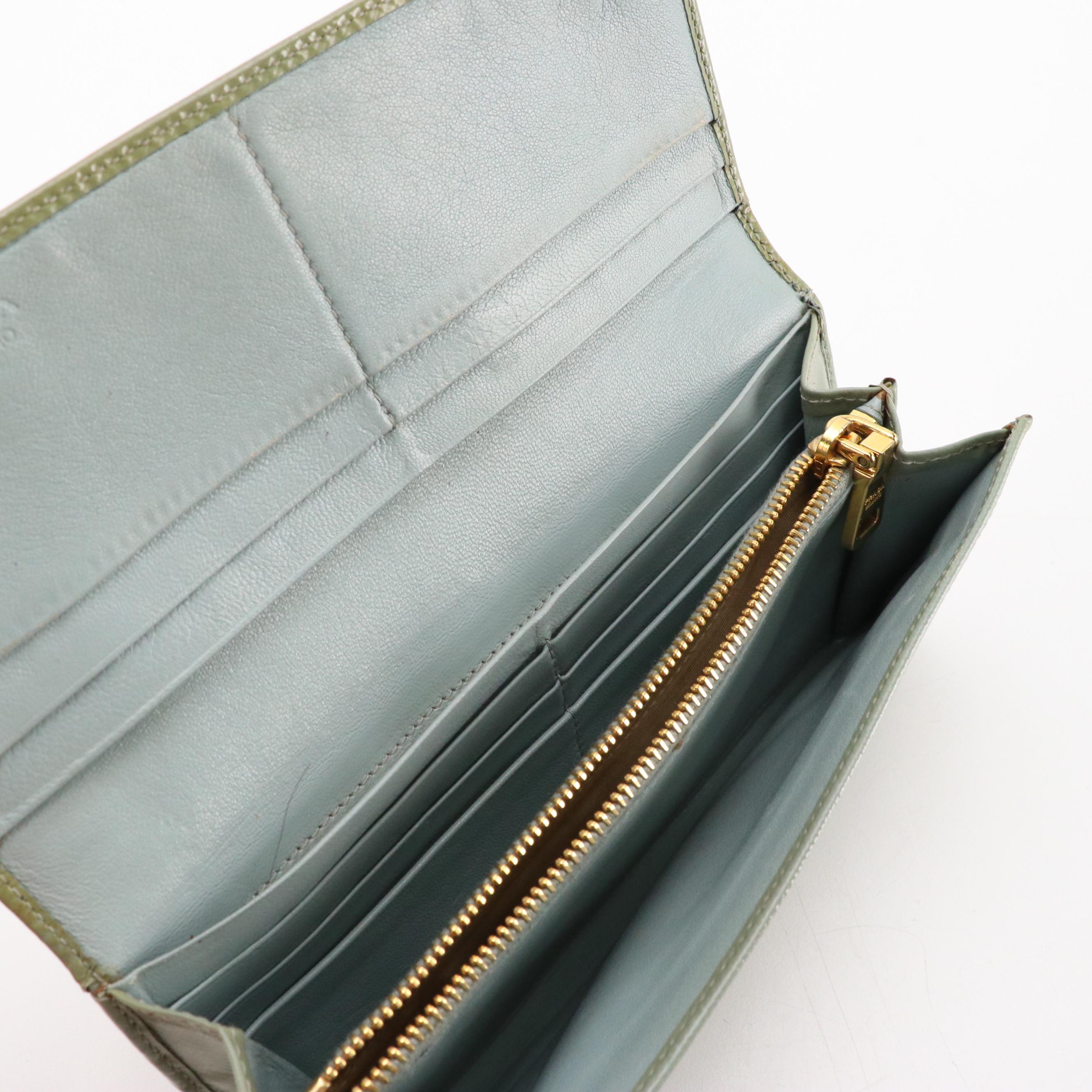 Prada Saffiano Patent Leather Wallet with Chain