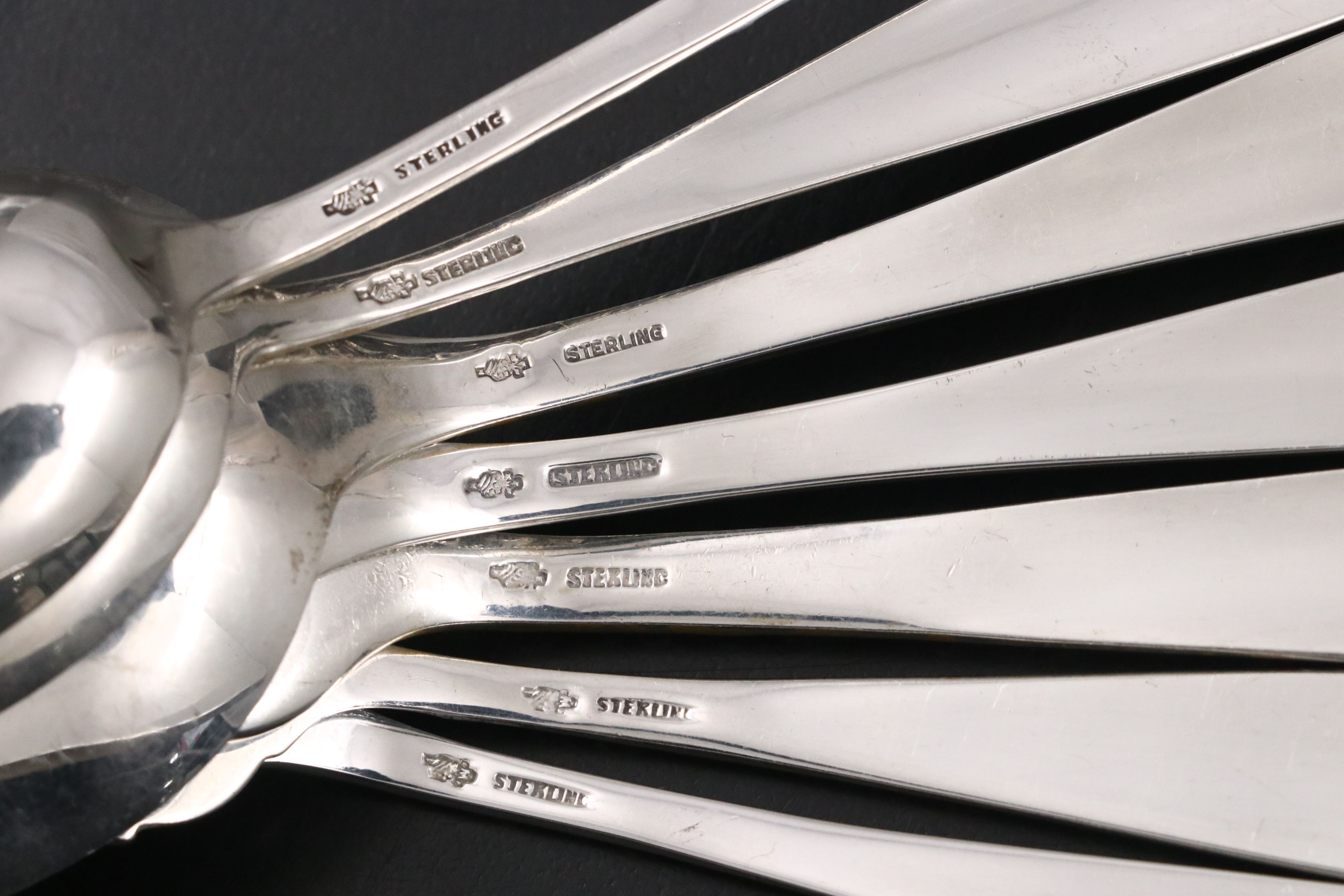 Manchester "Southern Rose" Sterling Flatware Set with Case, 20th Century