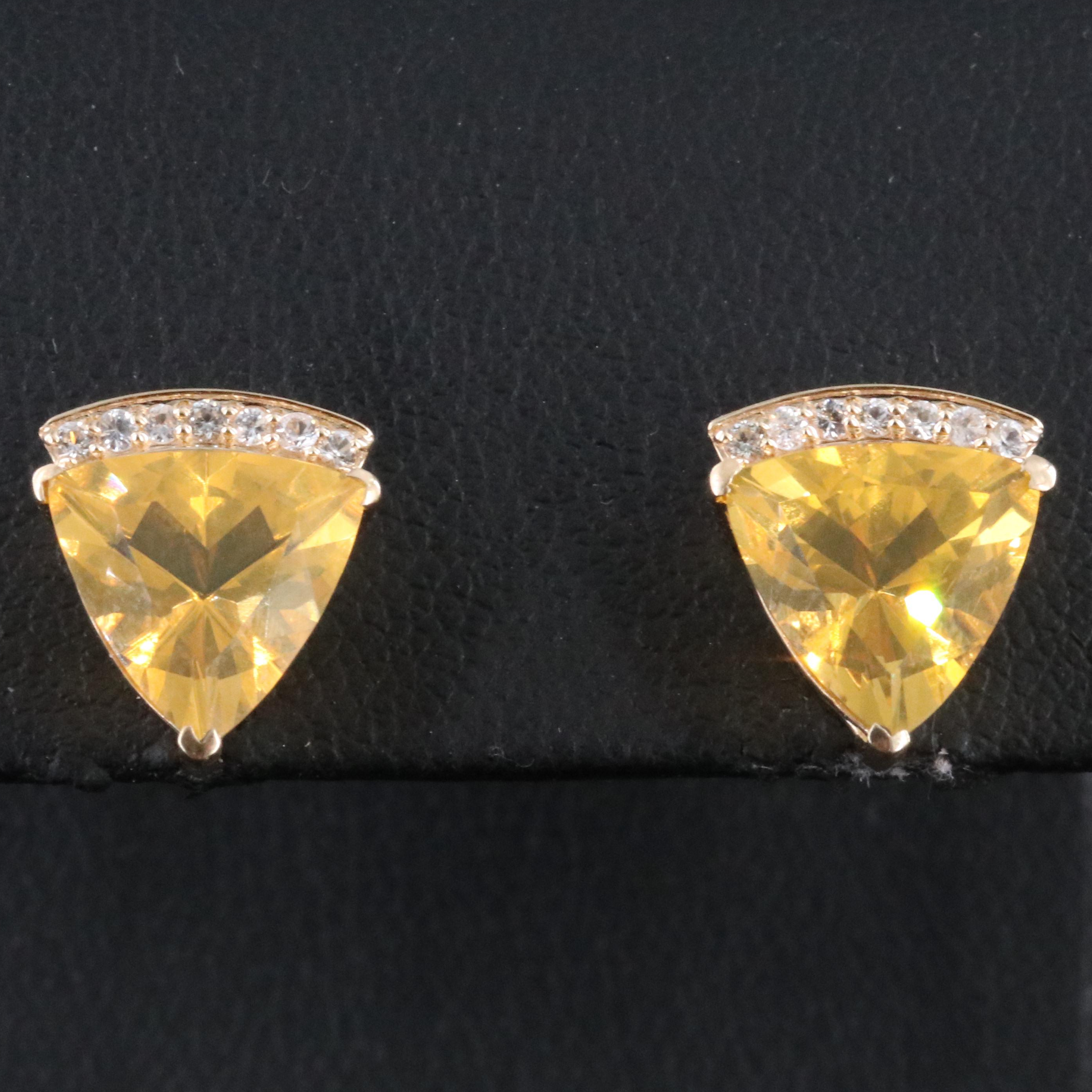 14K Opal and White Sapphire Earrings