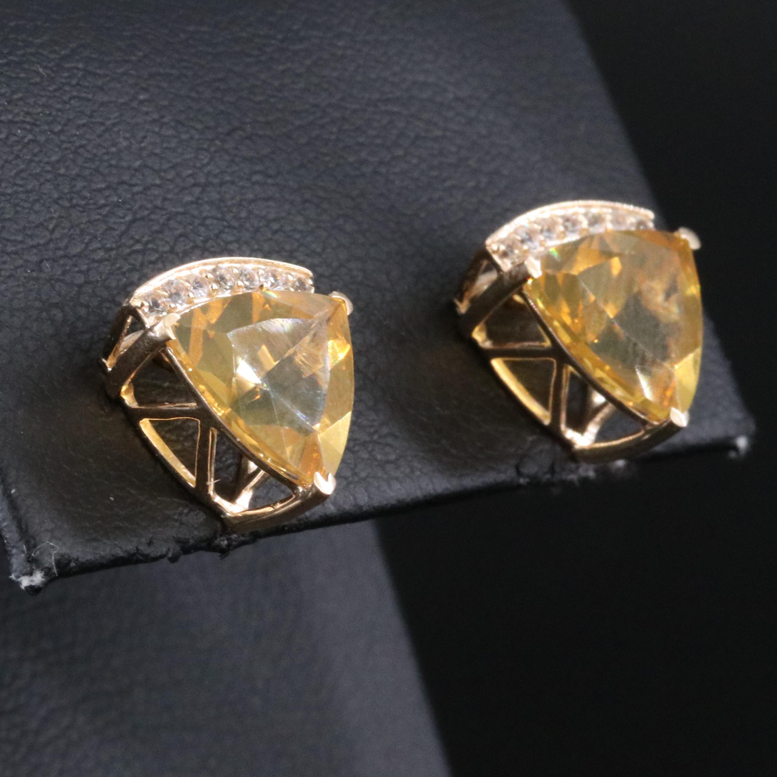 14K Opal and White Sapphire Earrings