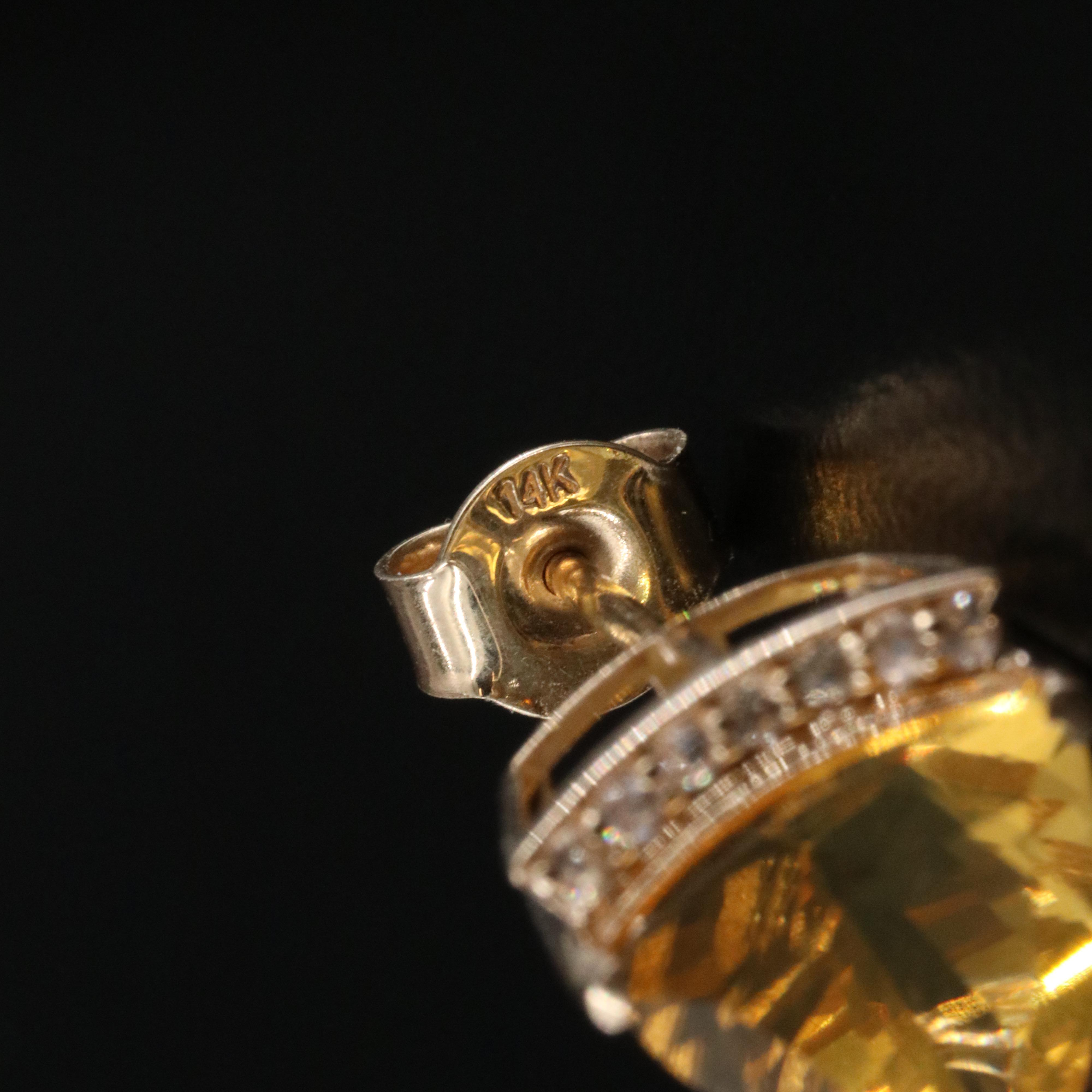 14K Opal and White Sapphire Earrings