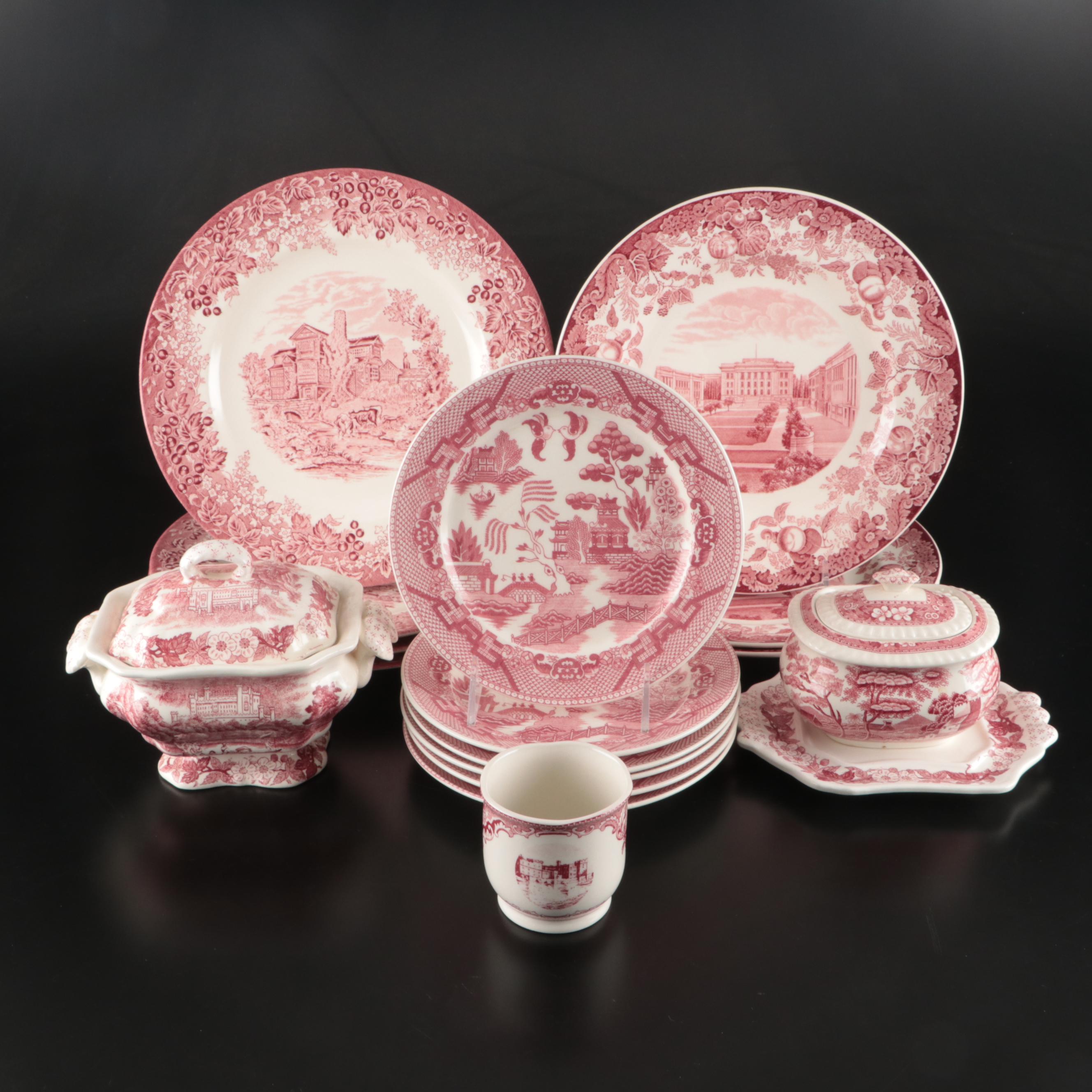 Wedgwood "Romantic England" Pink Ceramic Queens Ware and Japanese Pink Willow