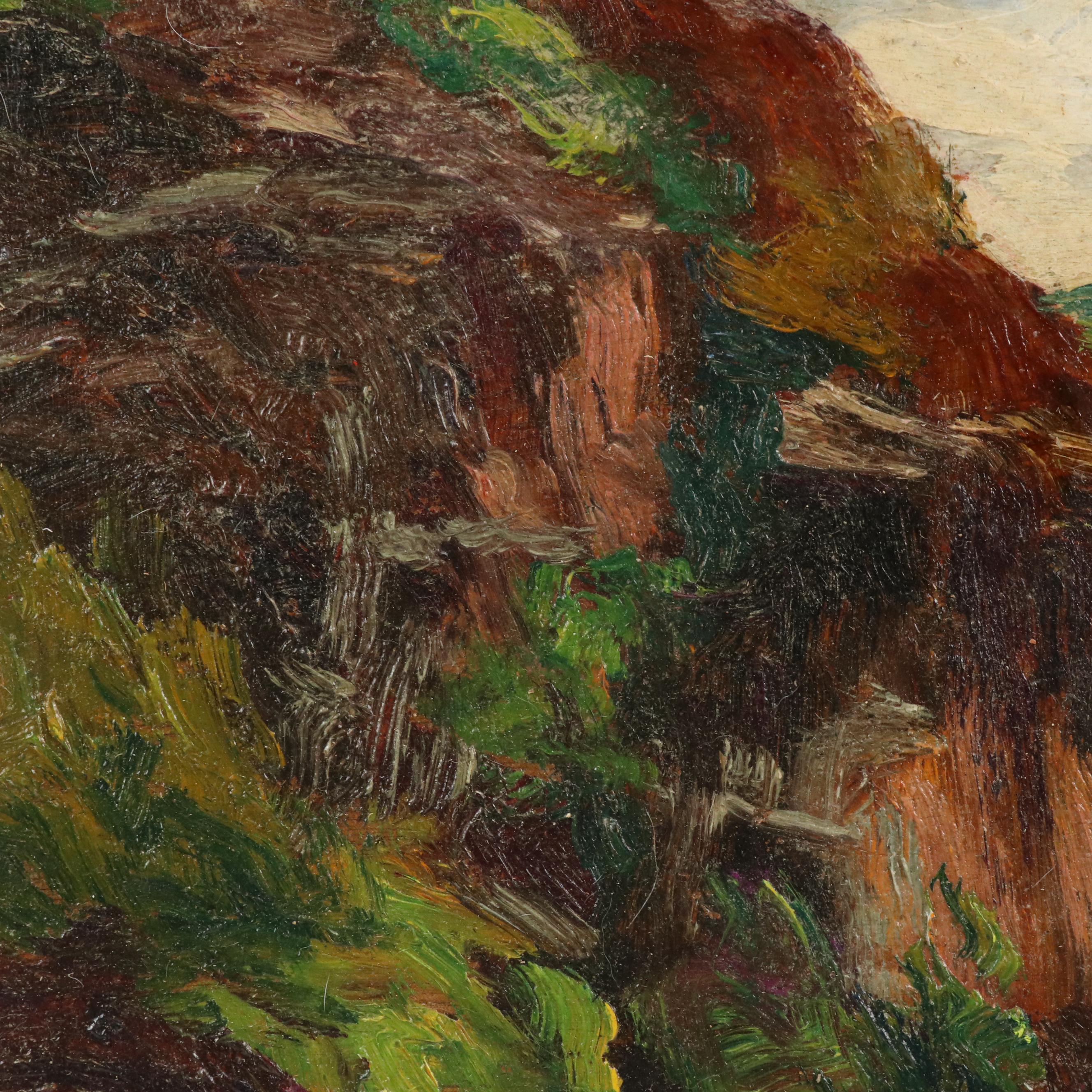 Marie Martelli-Chautard Landscape Oil Painting of Lush River Valley