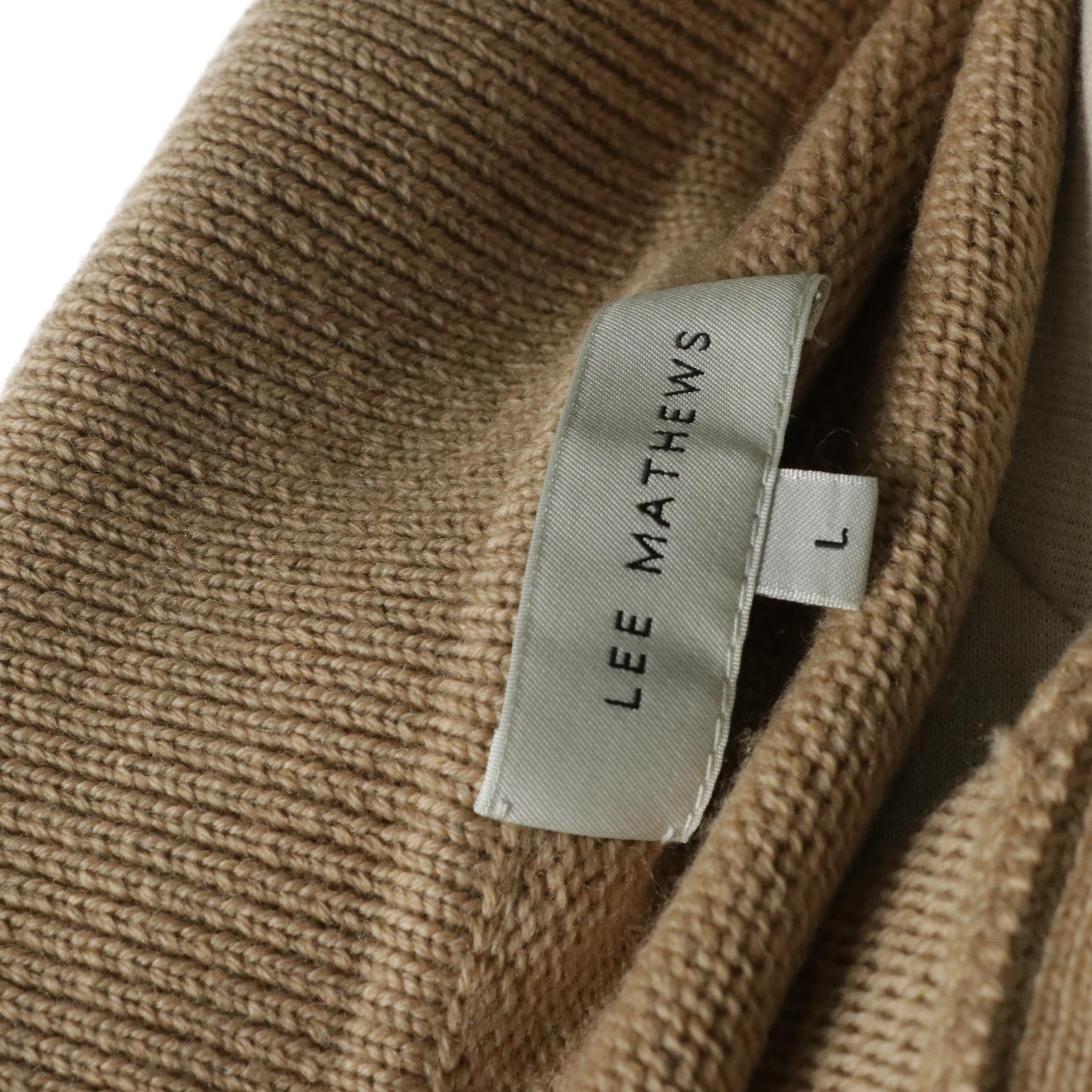 Equipment Femme Blue Striped Cotton Blouse, Lee Matthews Beige Wool Knit Sweater