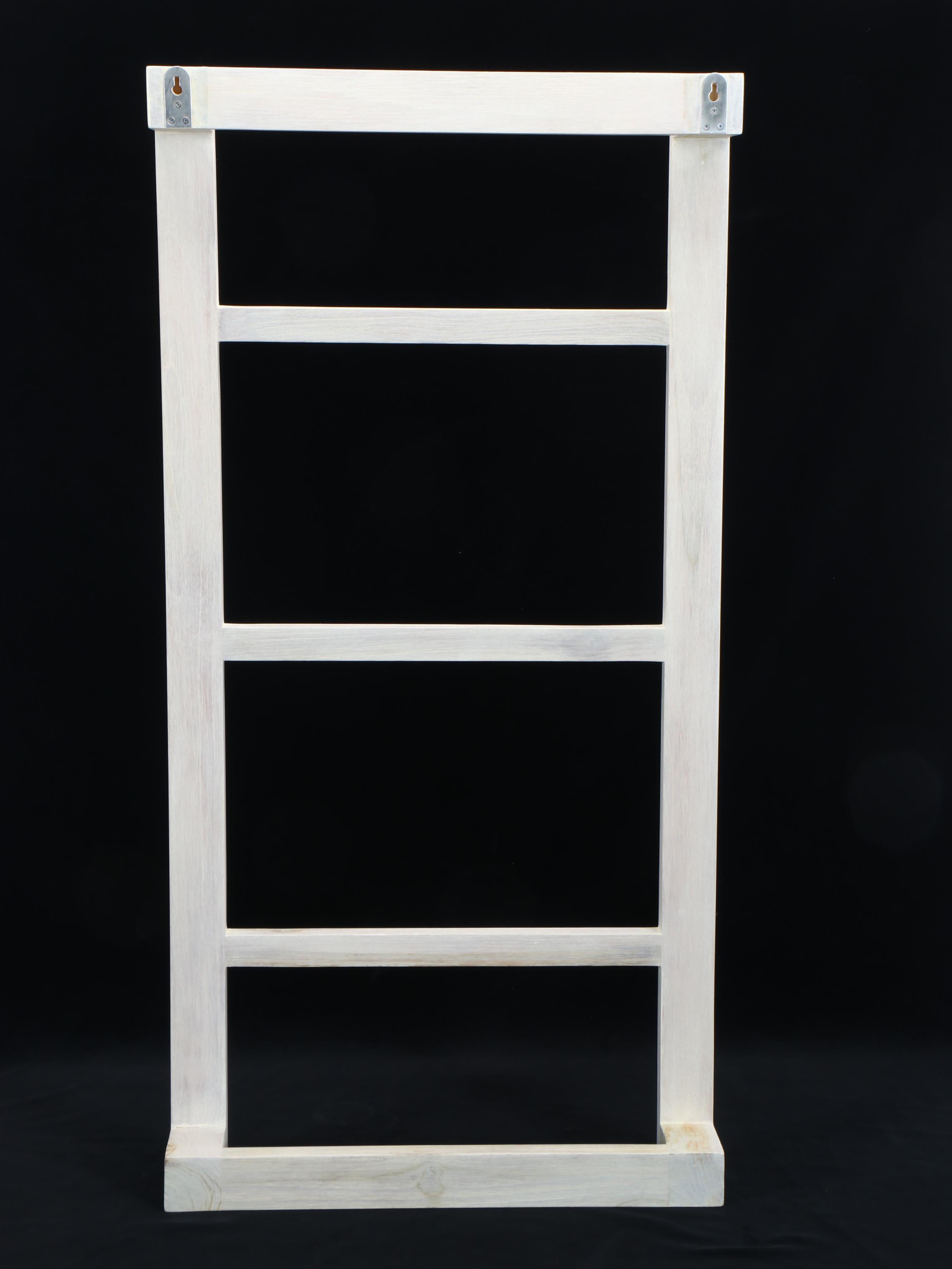 Contemporary White-Washed Teak Hanging Towel Rack