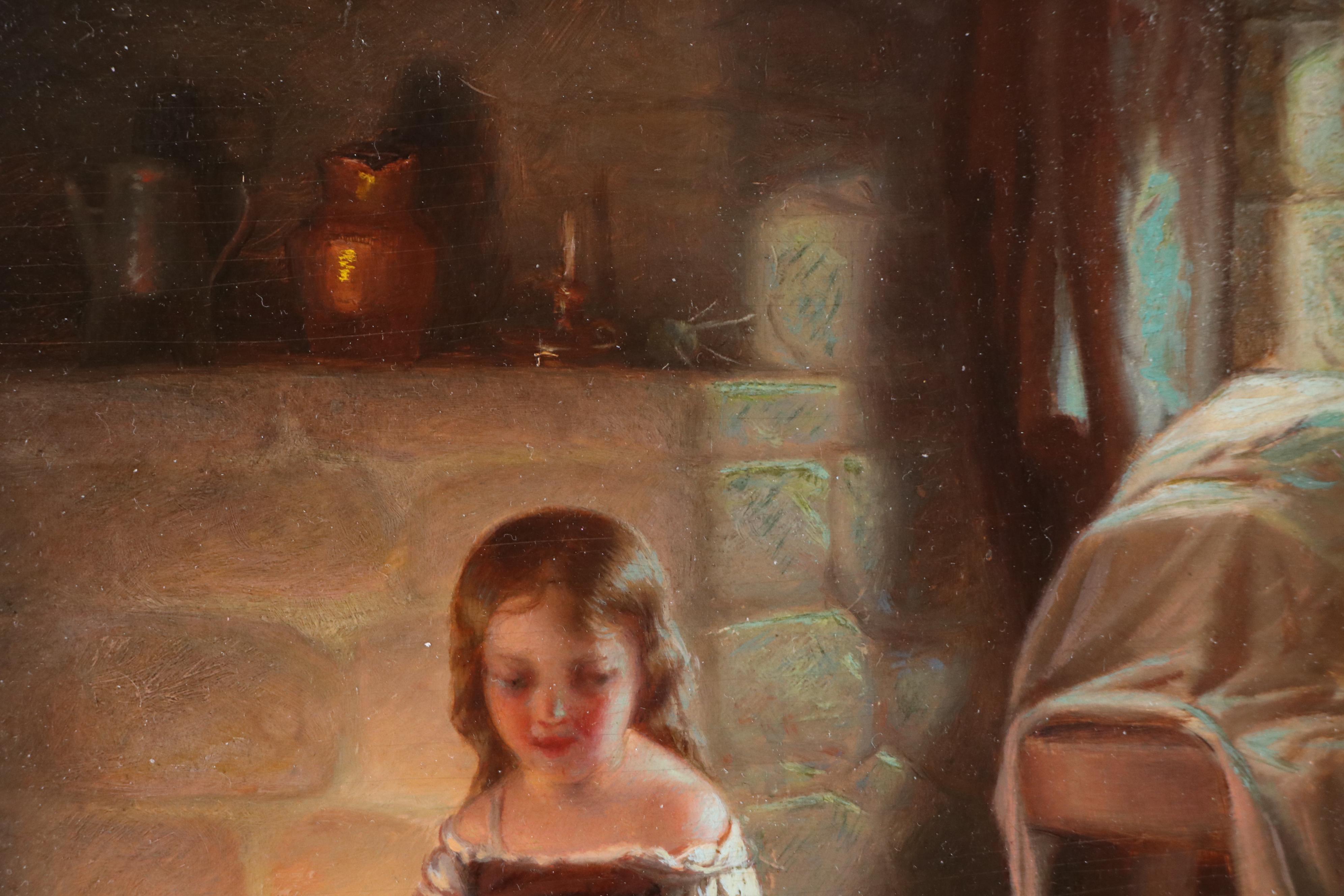 After Benjamin Franklin Reinhart Oil Painting "Kitty's Pets," 1871