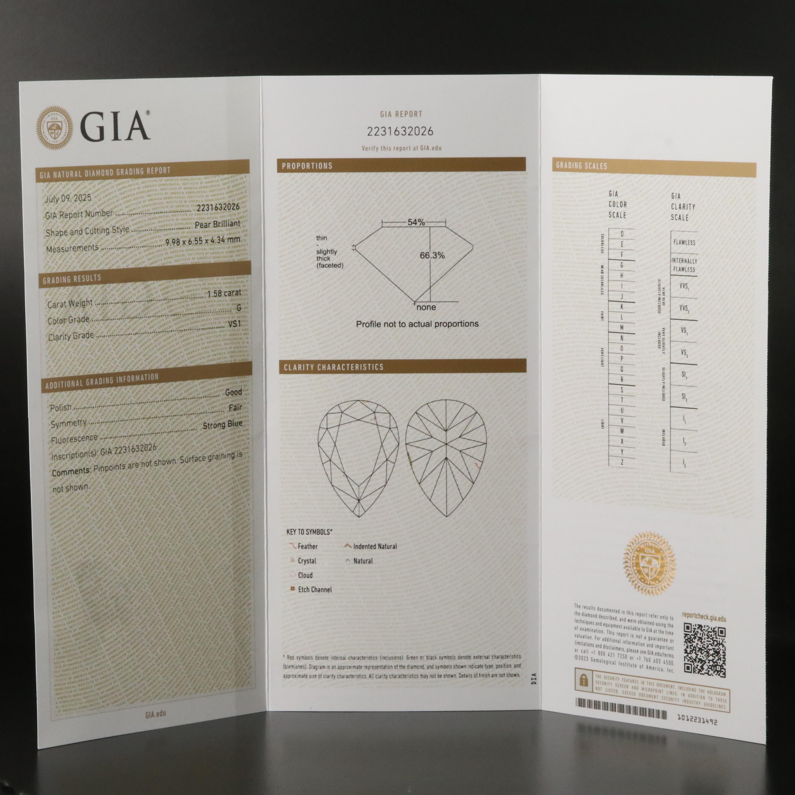Loose 1.58 CT Diamond with GIA Report