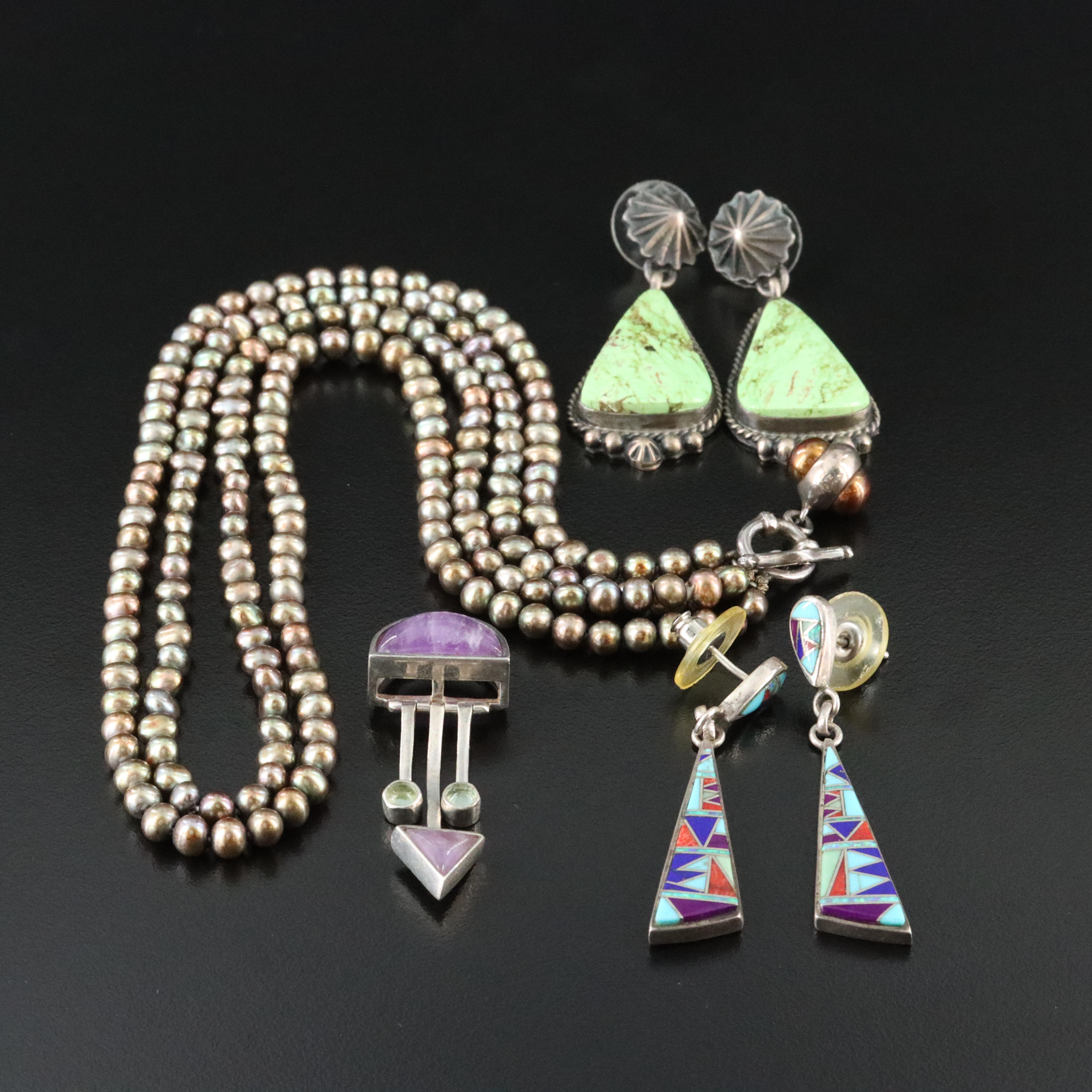 Sterling Jewelry Collection Featuring Gaspeite and Amethyst