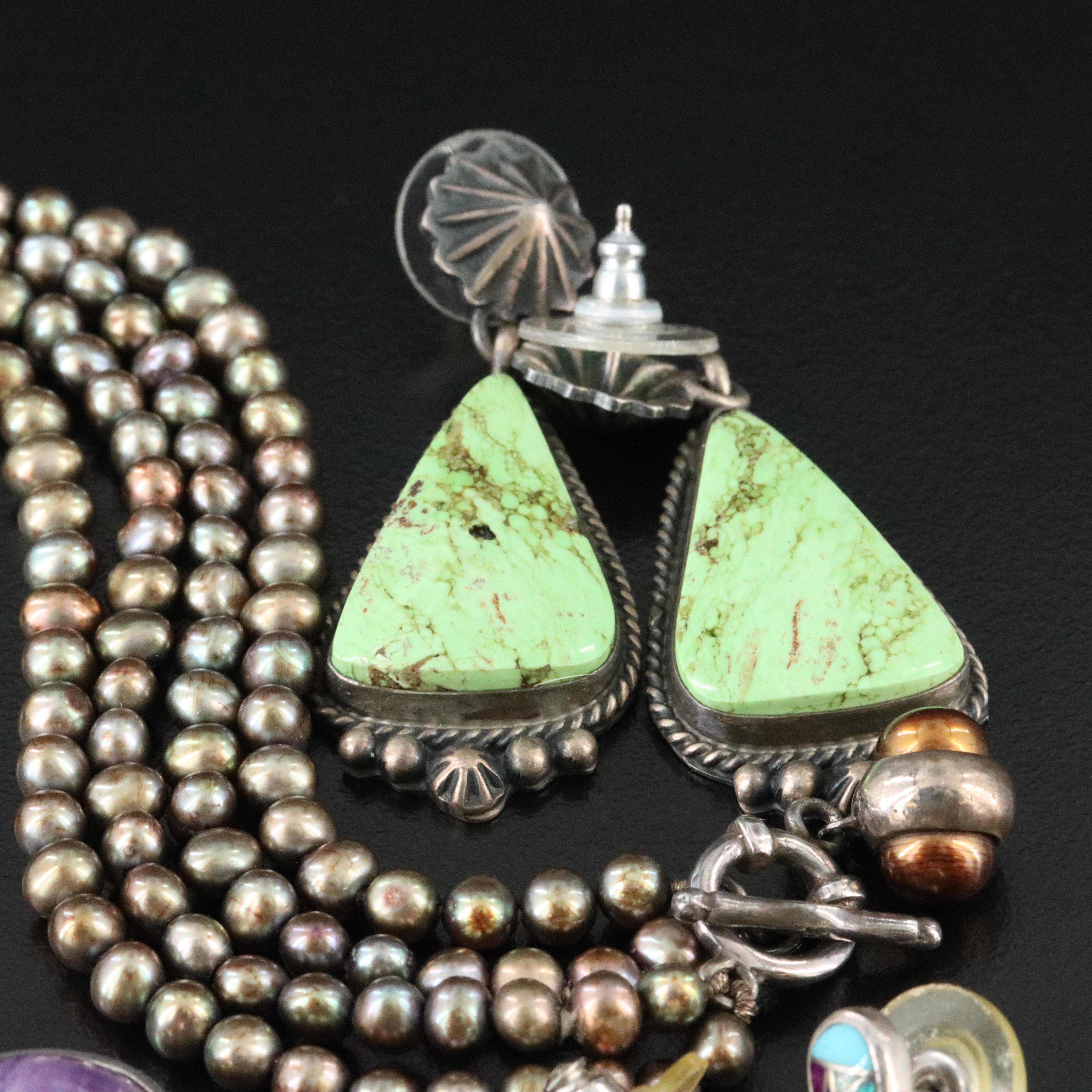 Sterling Jewelry Collection Featuring Gaspeite and Amethyst