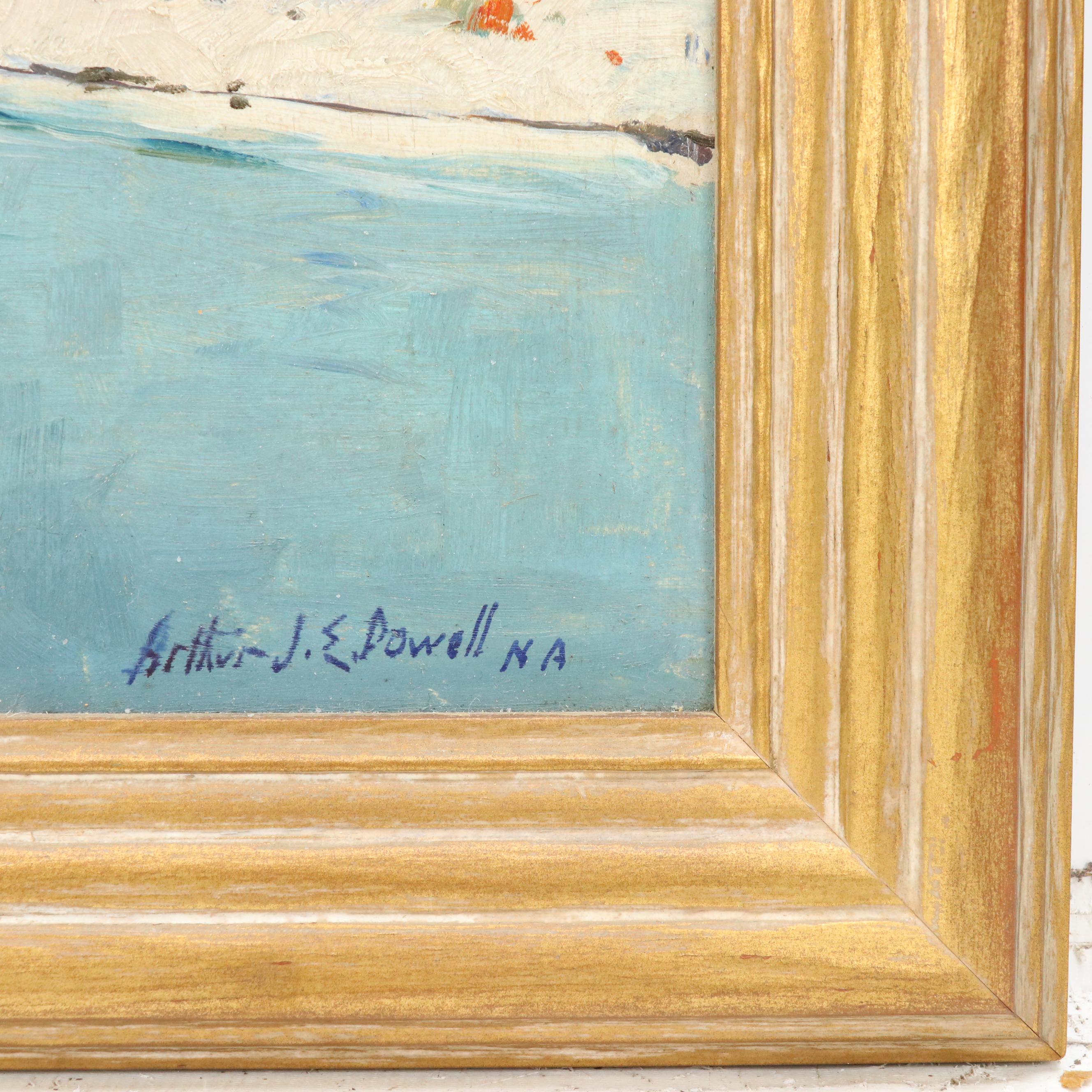 Arthur James Emery Powell Landscape Oil On Board of Creek After Snowfall