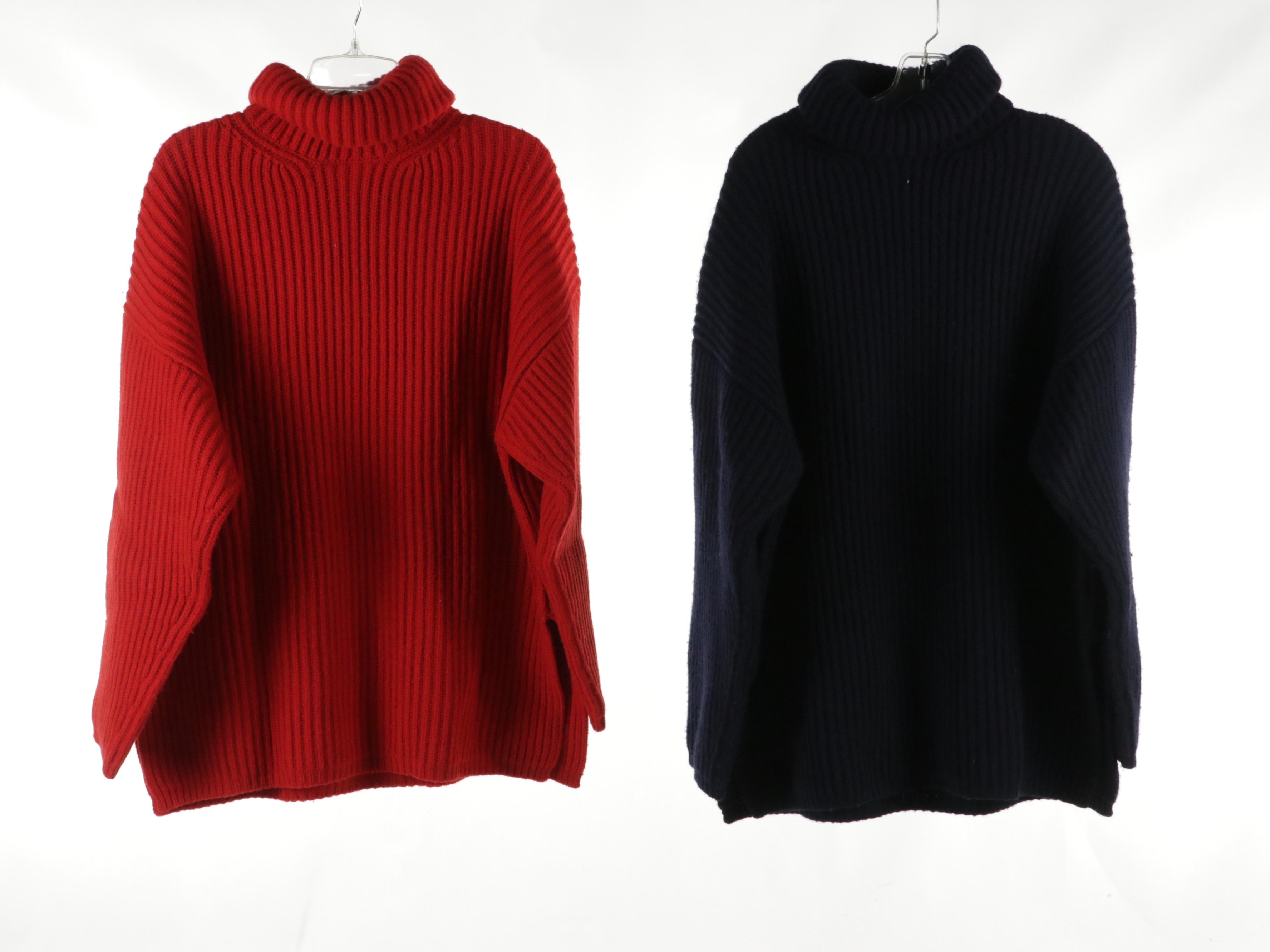 Acne Studios Oversized Chunky Knit Wool Turtlenecks and Knit Blend Pullover
