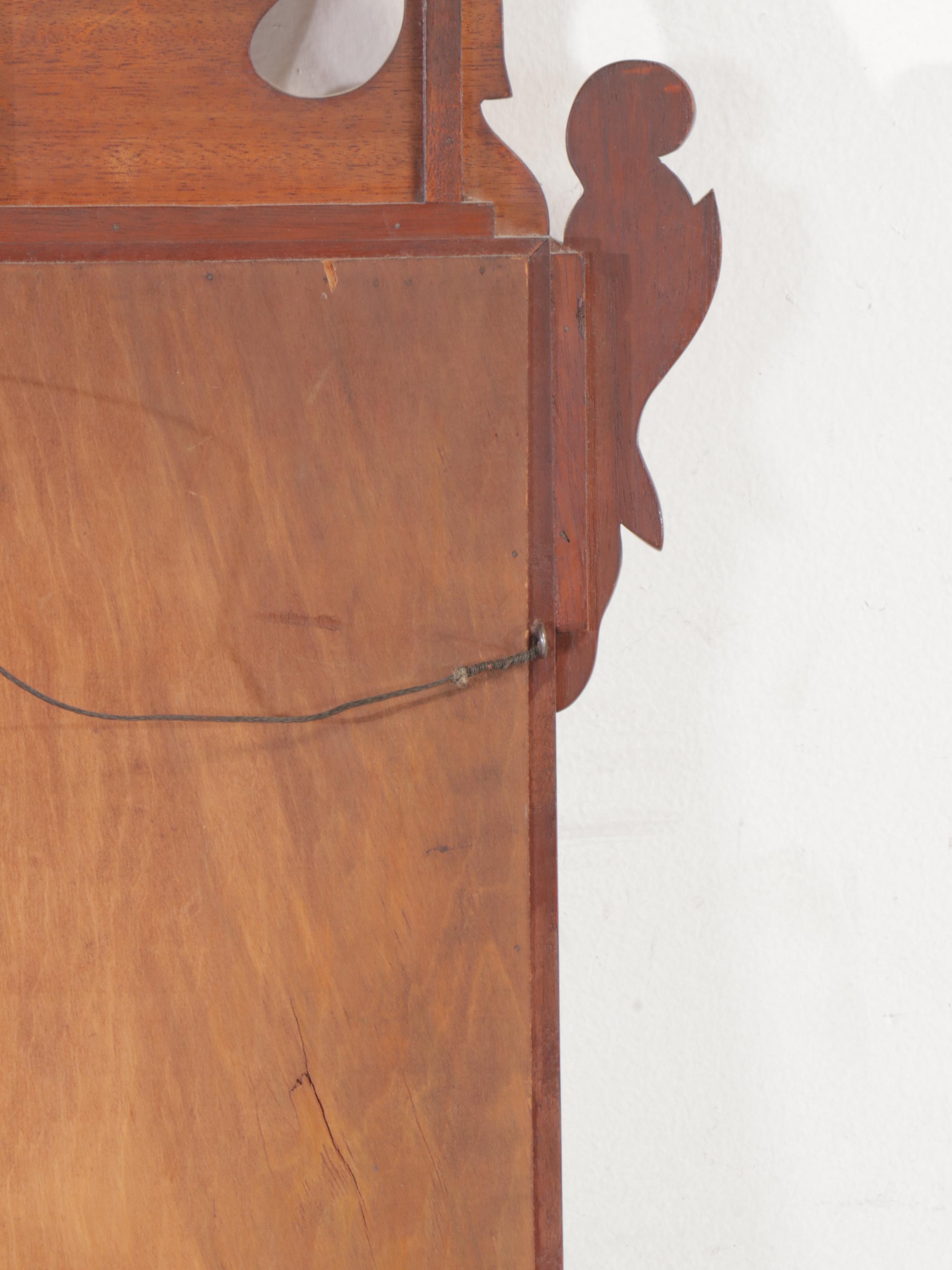 American Chippendale Style Mahogany and String Inlay Looking Glass