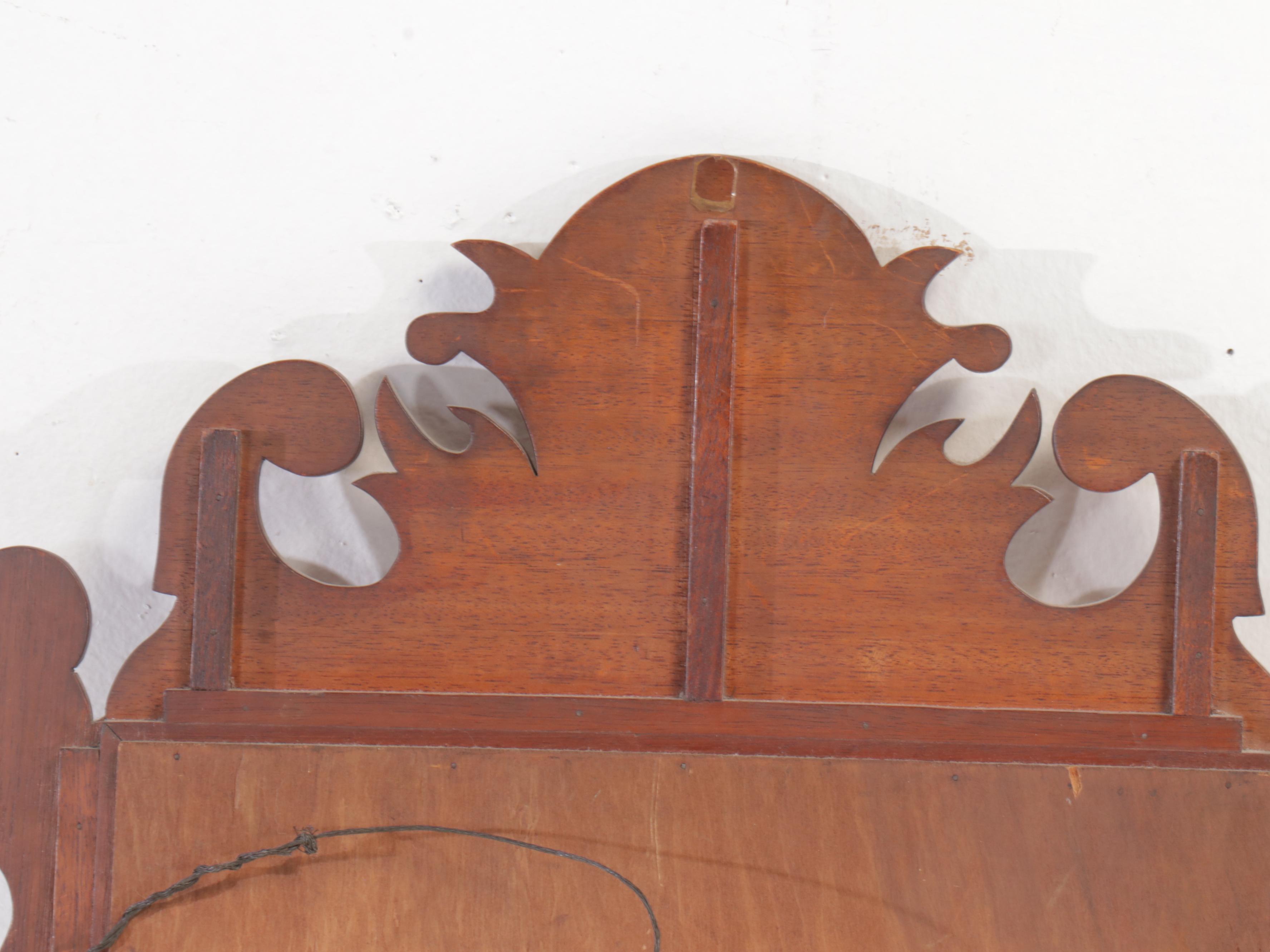 American Chippendale Style Mahogany and String Inlay Looking Glass