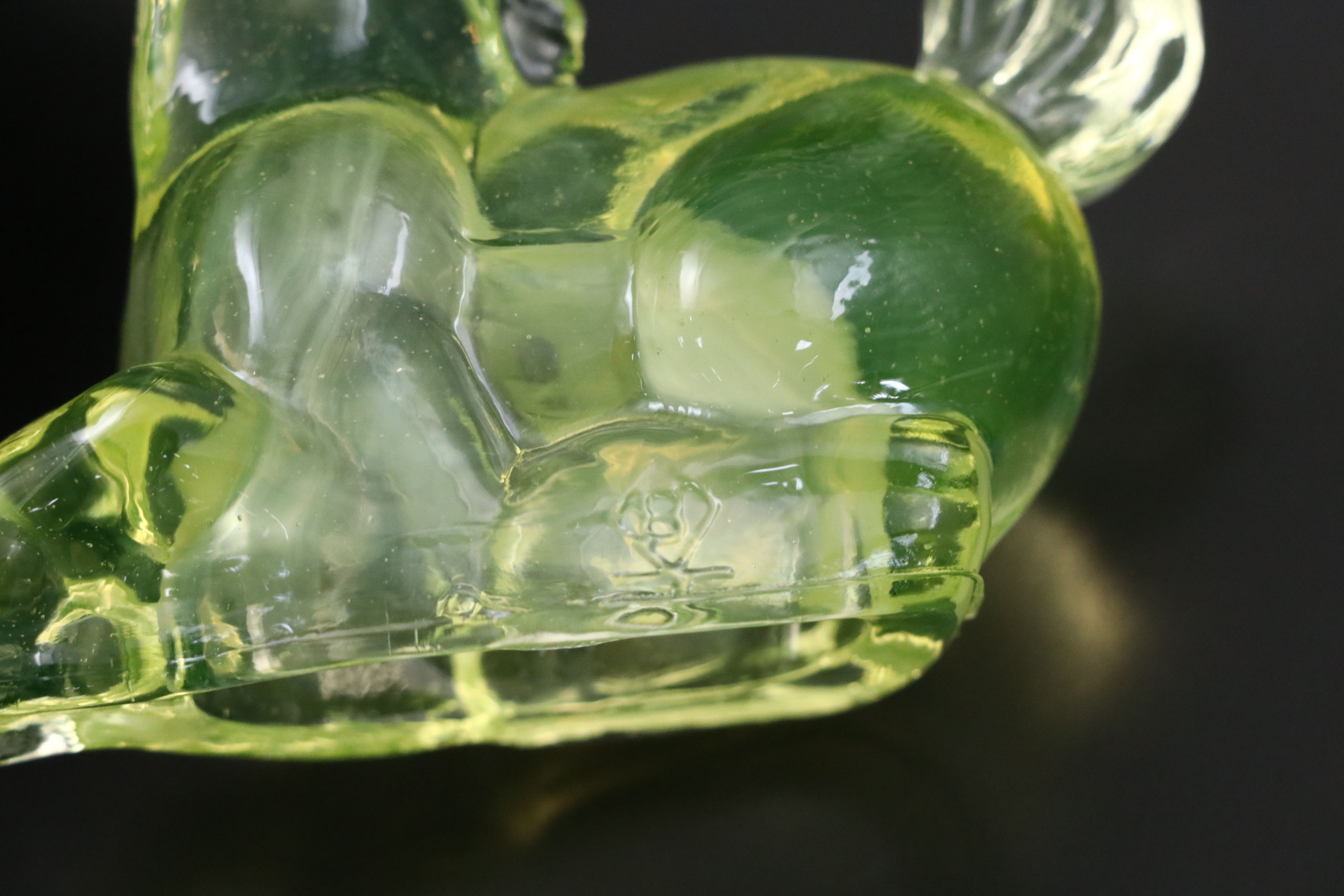 Mosser, Boyd's with Other Vaseline Glass Figurines, Mortar and Pestle with More