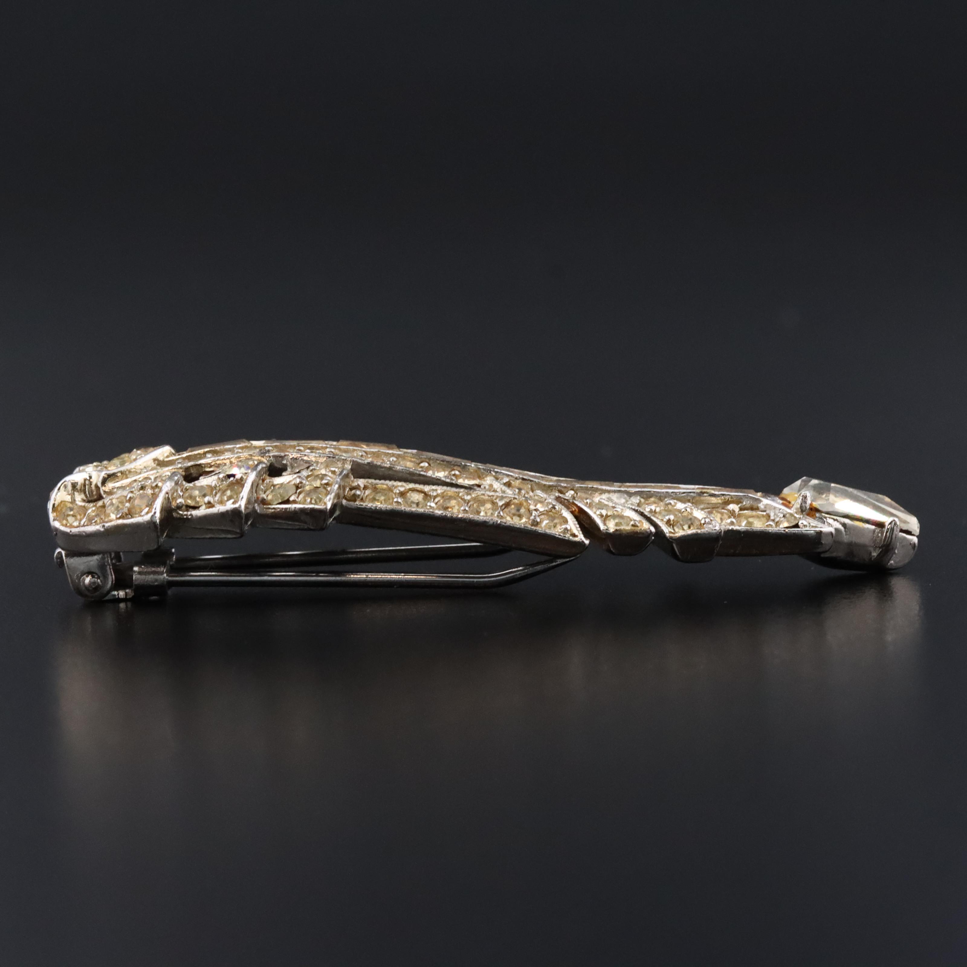 Art Deco Rhinestone Clip Brooch