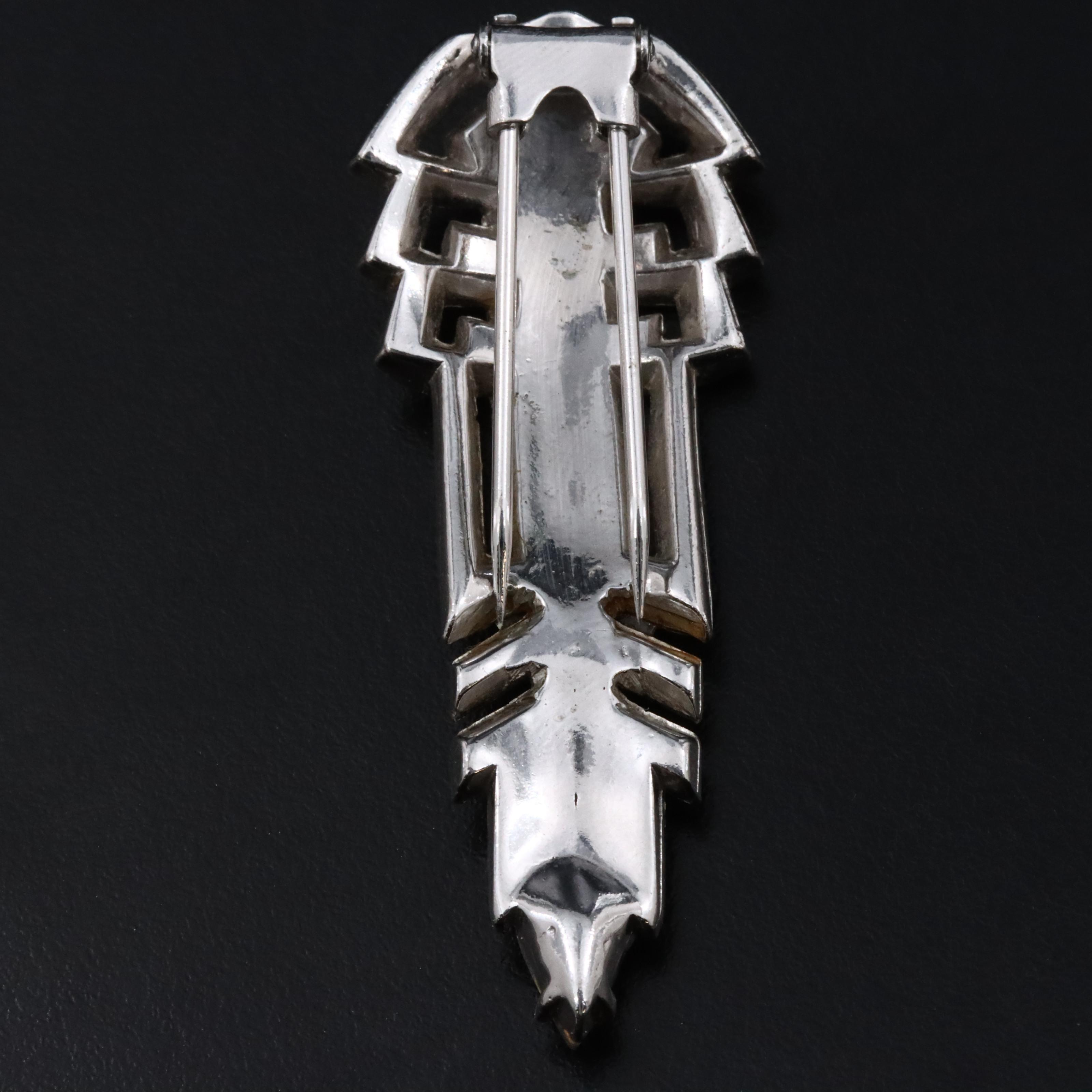 Art Deco Rhinestone Clip Brooch
