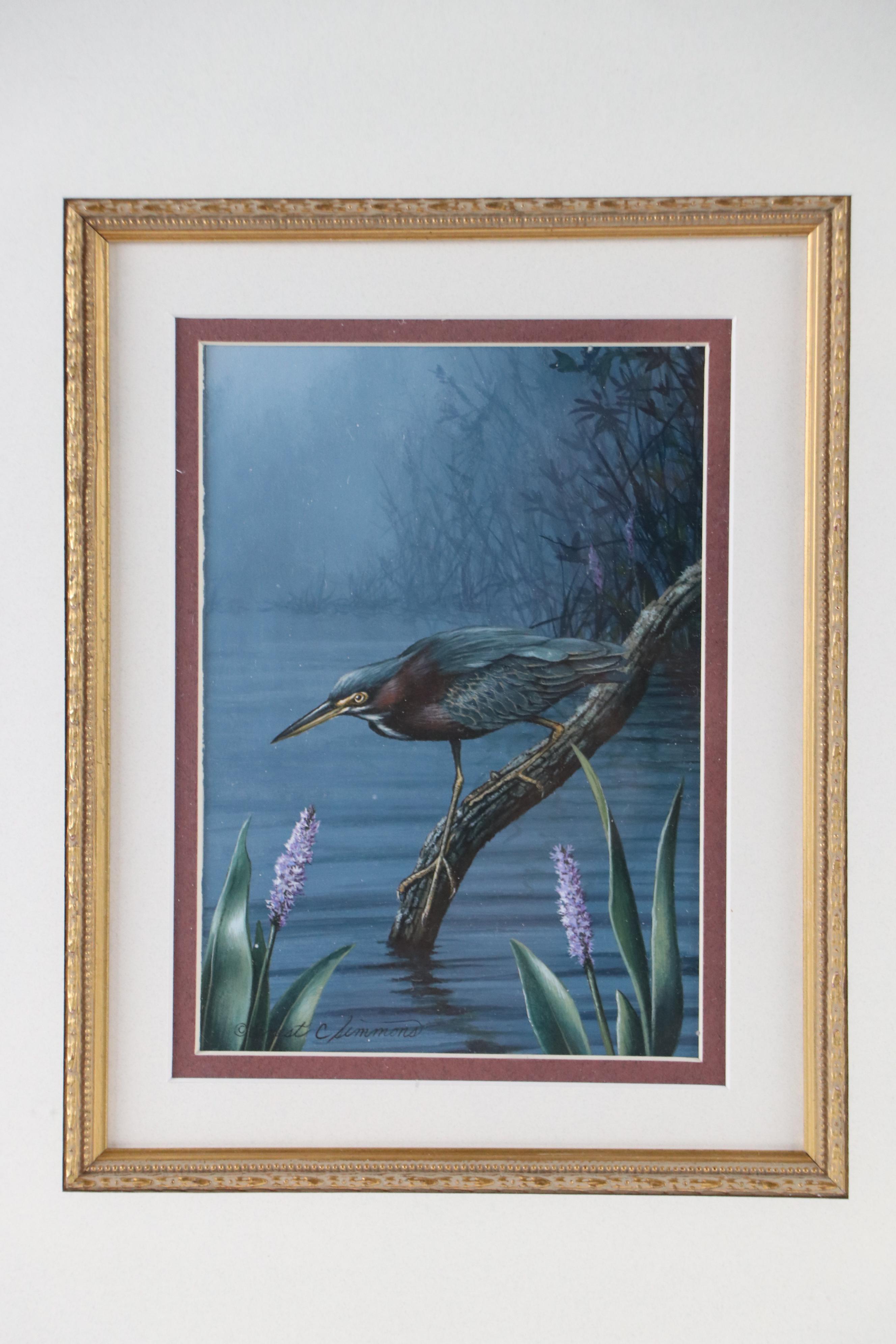 Ernest C. Simmons Acrylic Painting of Green Heron