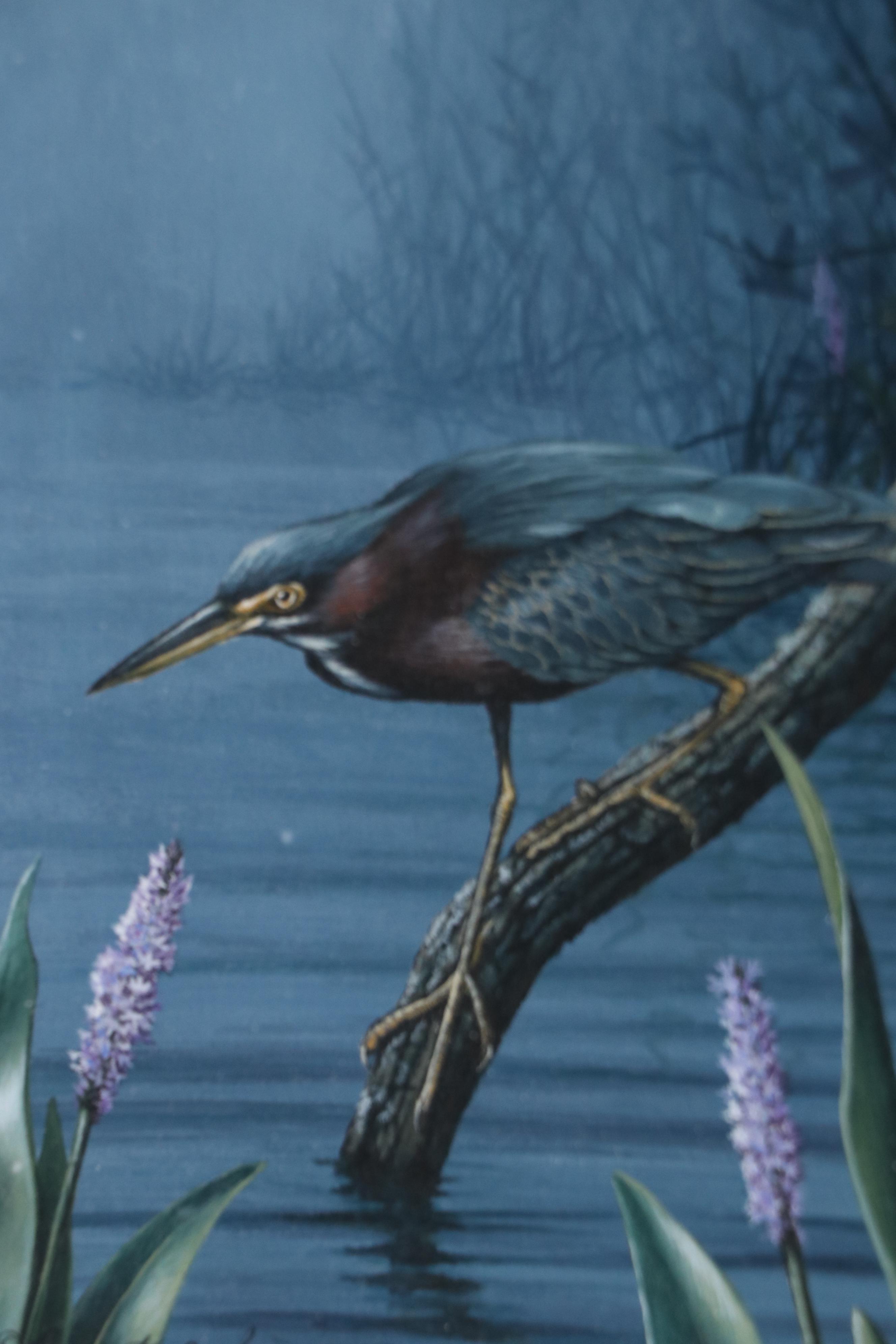 Ernest C. Simmons Acrylic Painting of Green Heron