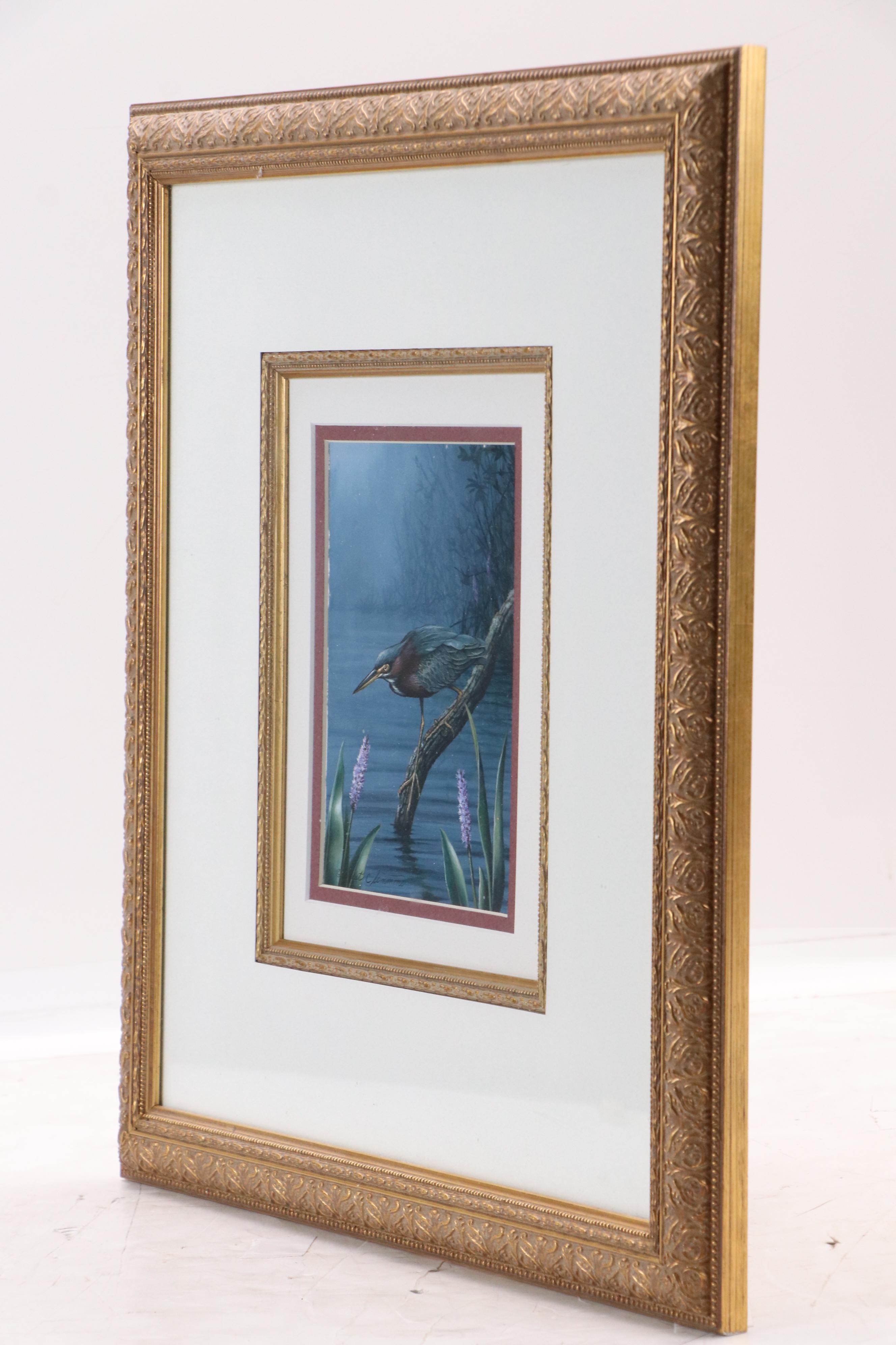 Ernest C. Simmons Acrylic Painting of Green Heron