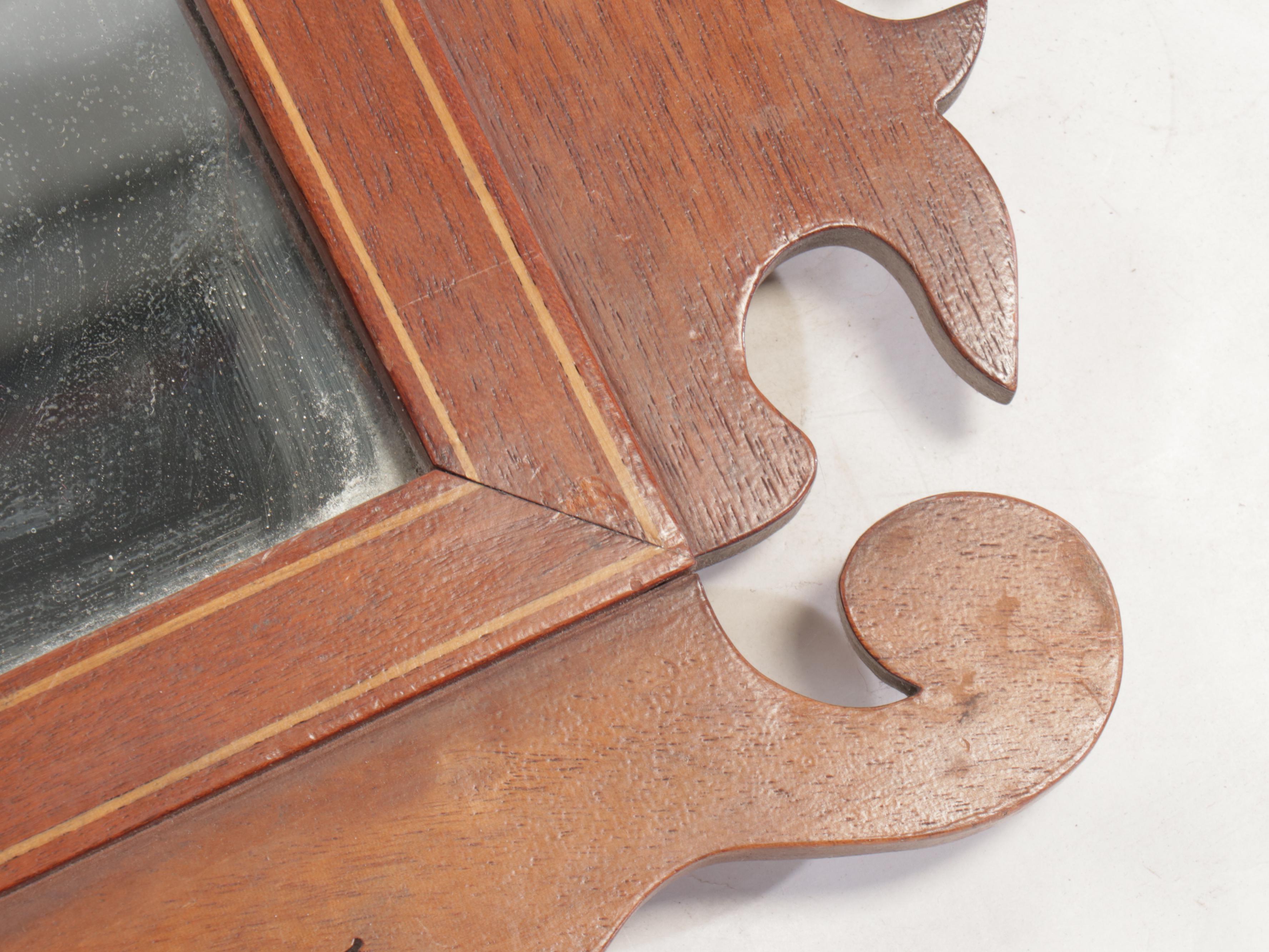 American Chippendale Style Mahogany and String Inlay Looking Glass