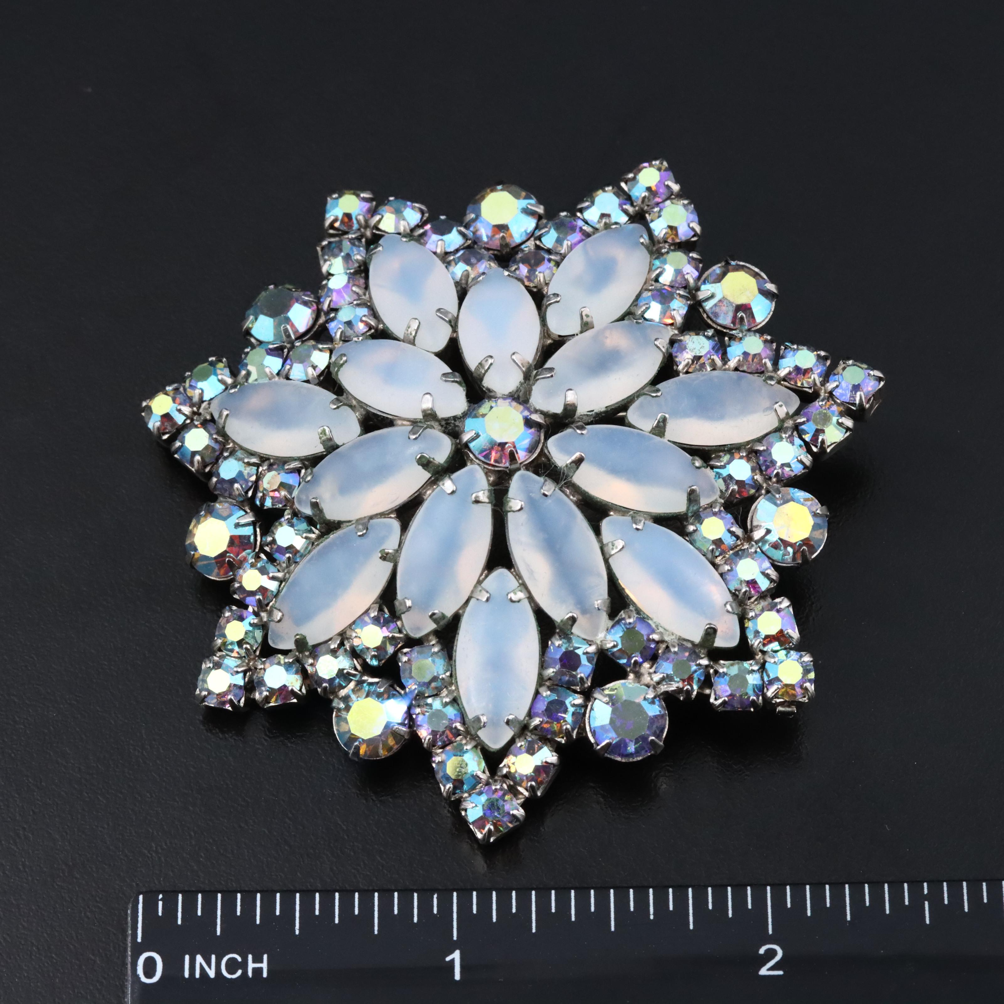 Vintage Brooch Featuring Aurora Borealis Rhinestones
