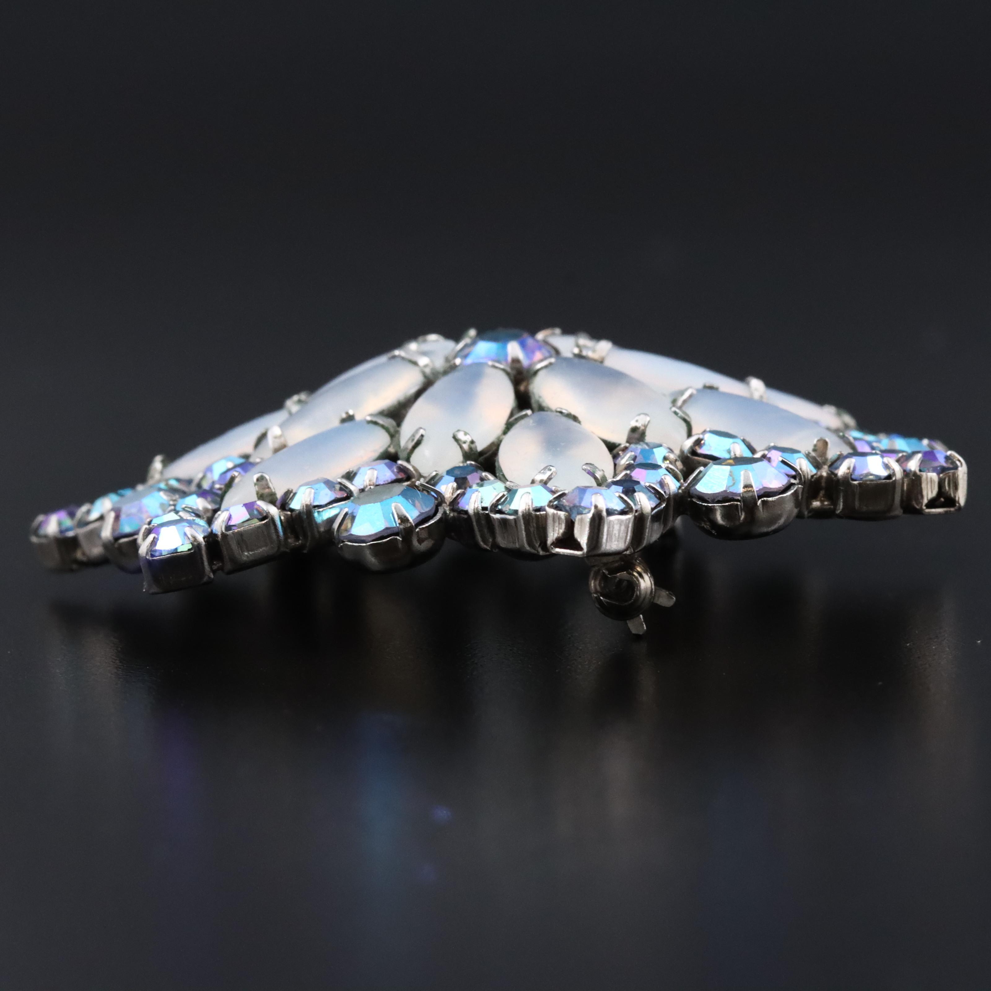 Vintage Brooch Featuring Aurora Borealis Rhinestones
