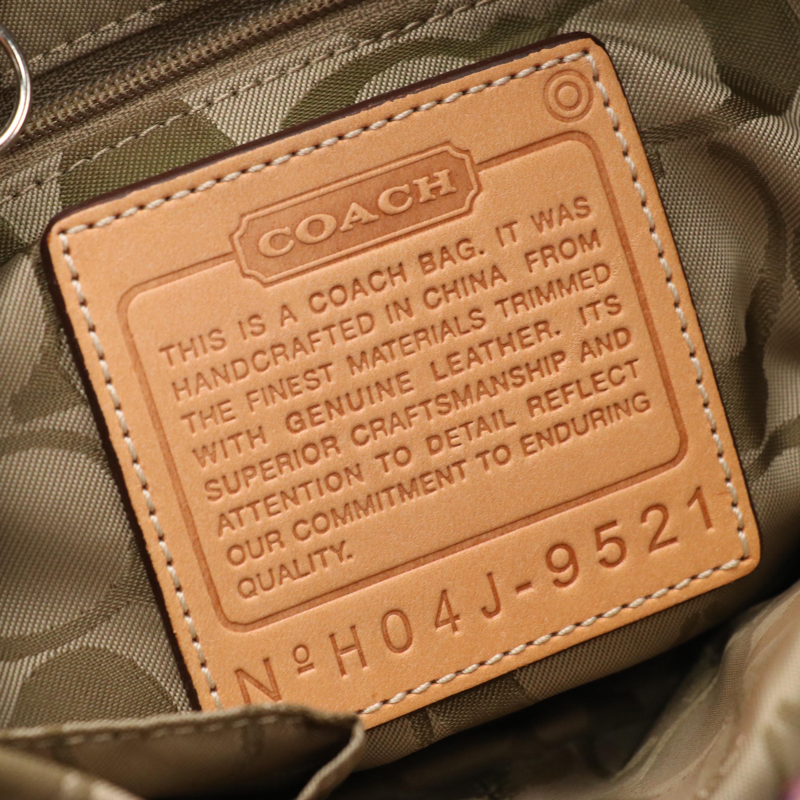 Coach Hampton Tote in Plaid Wool and Steel Blue Suede