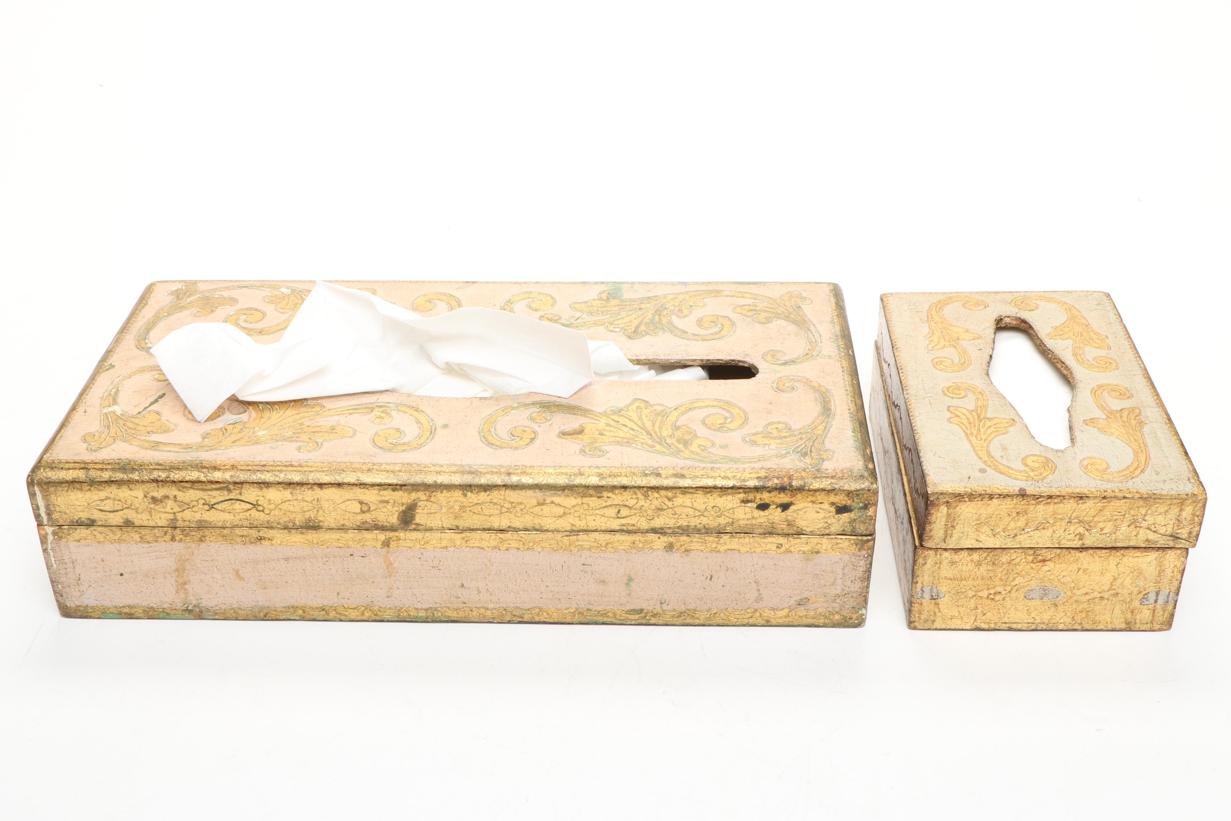 Giltwood Tissue Box Covers with Painted Wooden Box