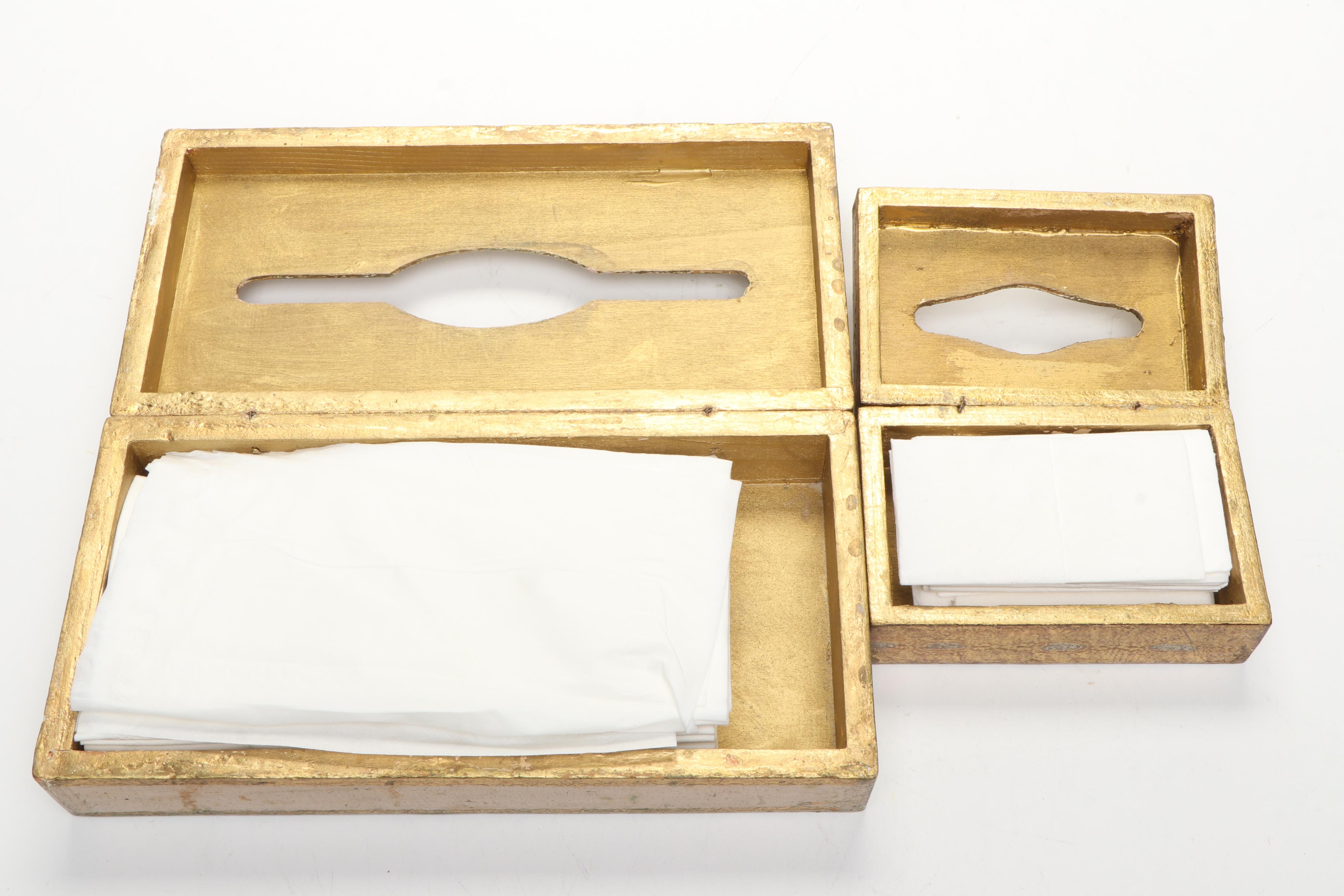 Giltwood Tissue Box Covers with Painted Wooden Box