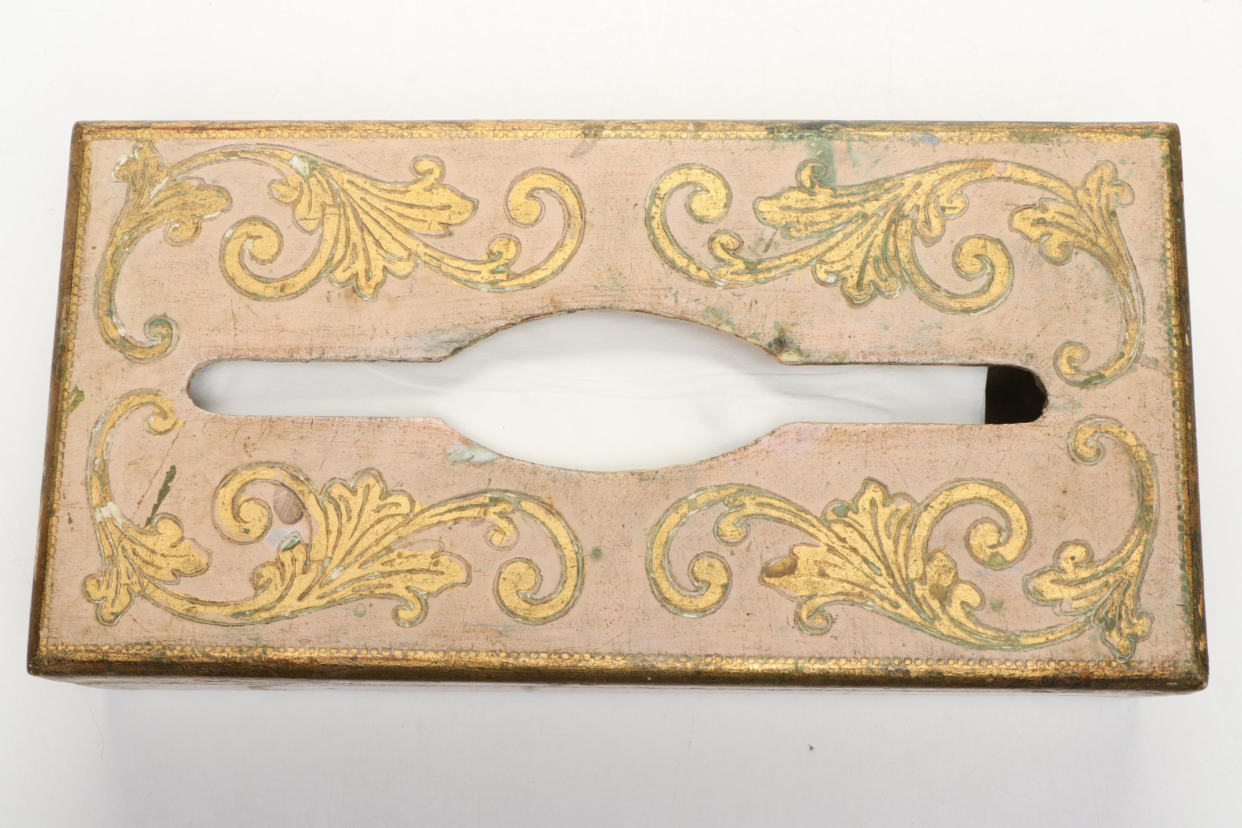 Giltwood Tissue Box Covers with Painted Wooden Box