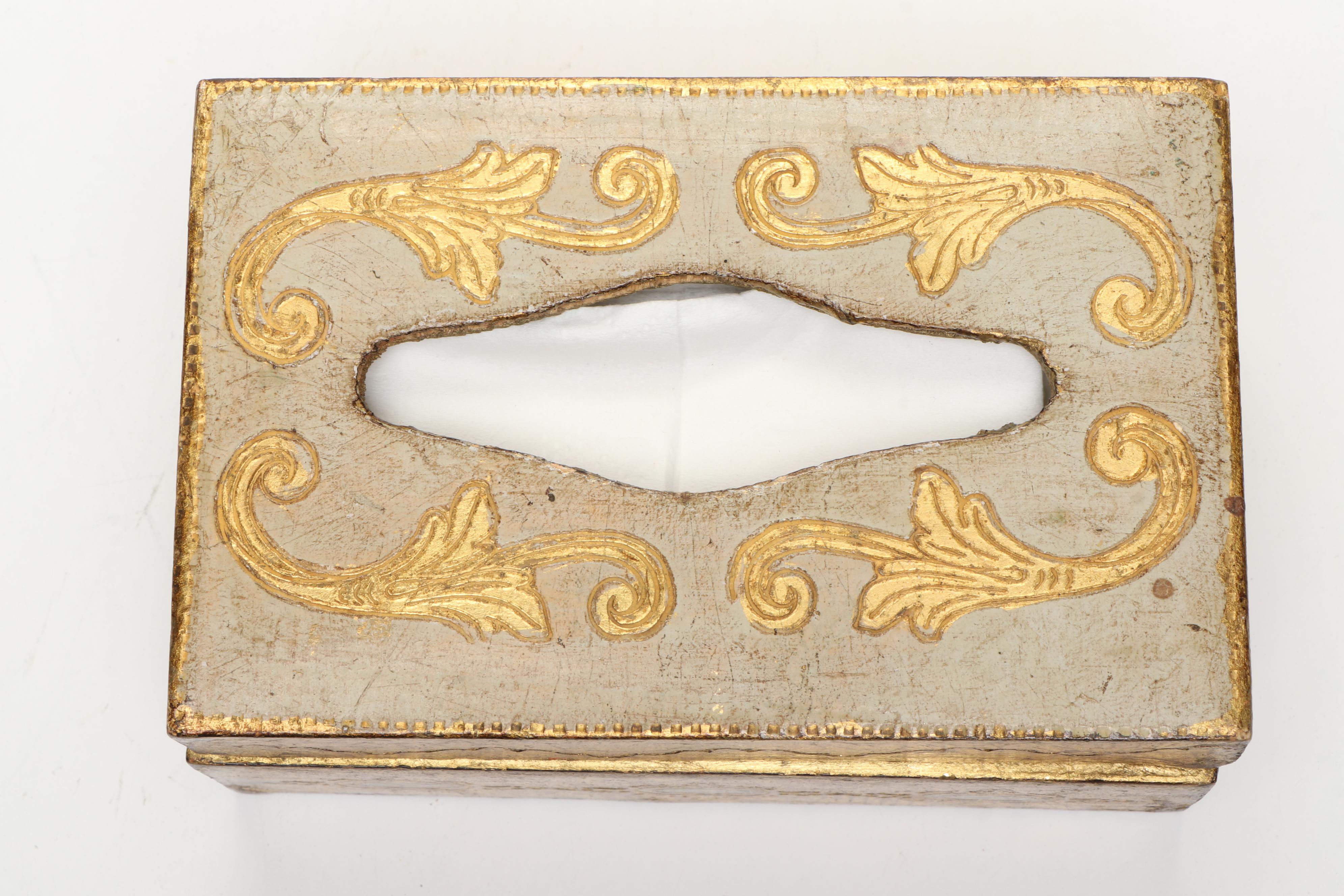 Giltwood Tissue Box Covers with Painted Wooden Box