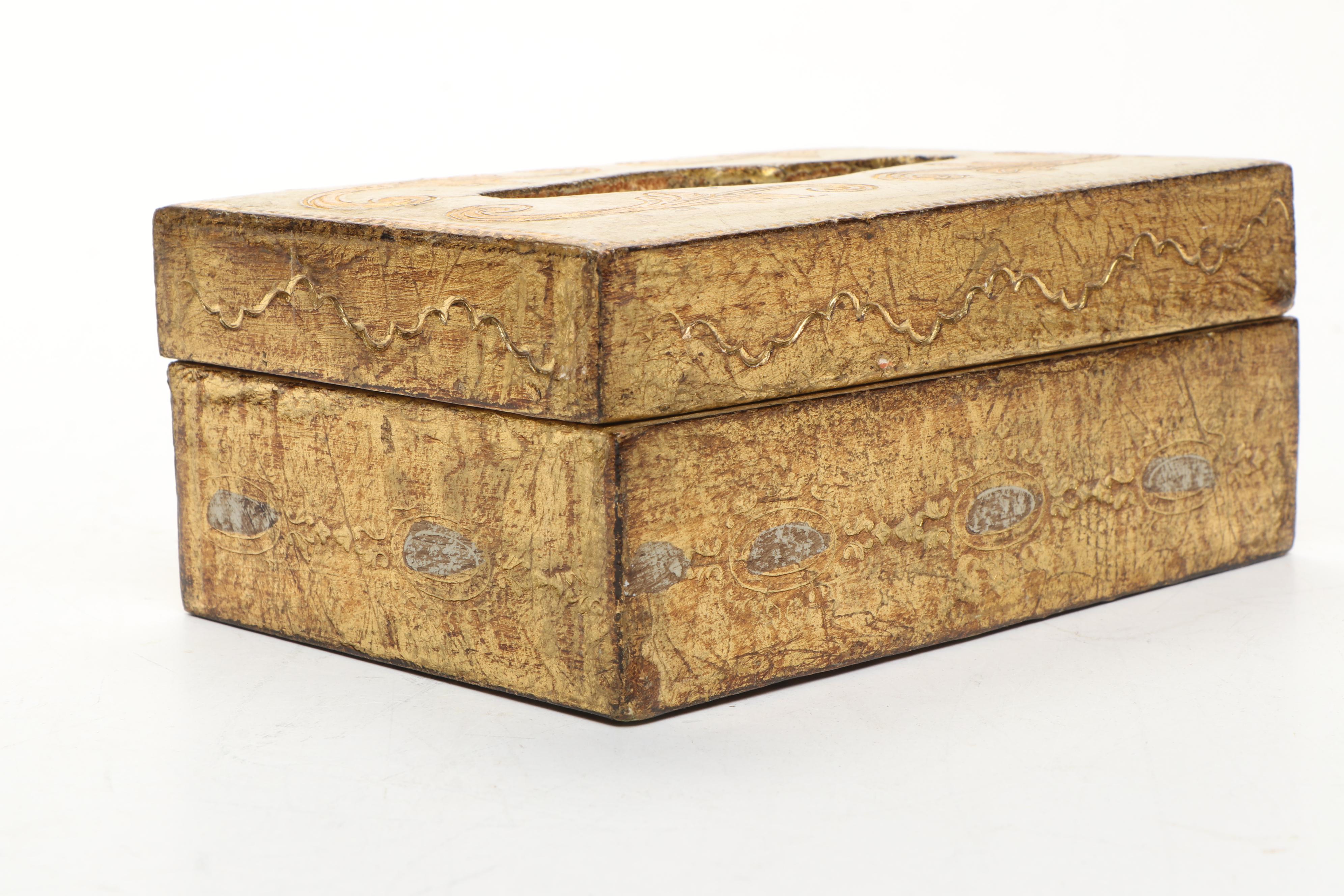 Giltwood Tissue Box Covers with Painted Wooden Box