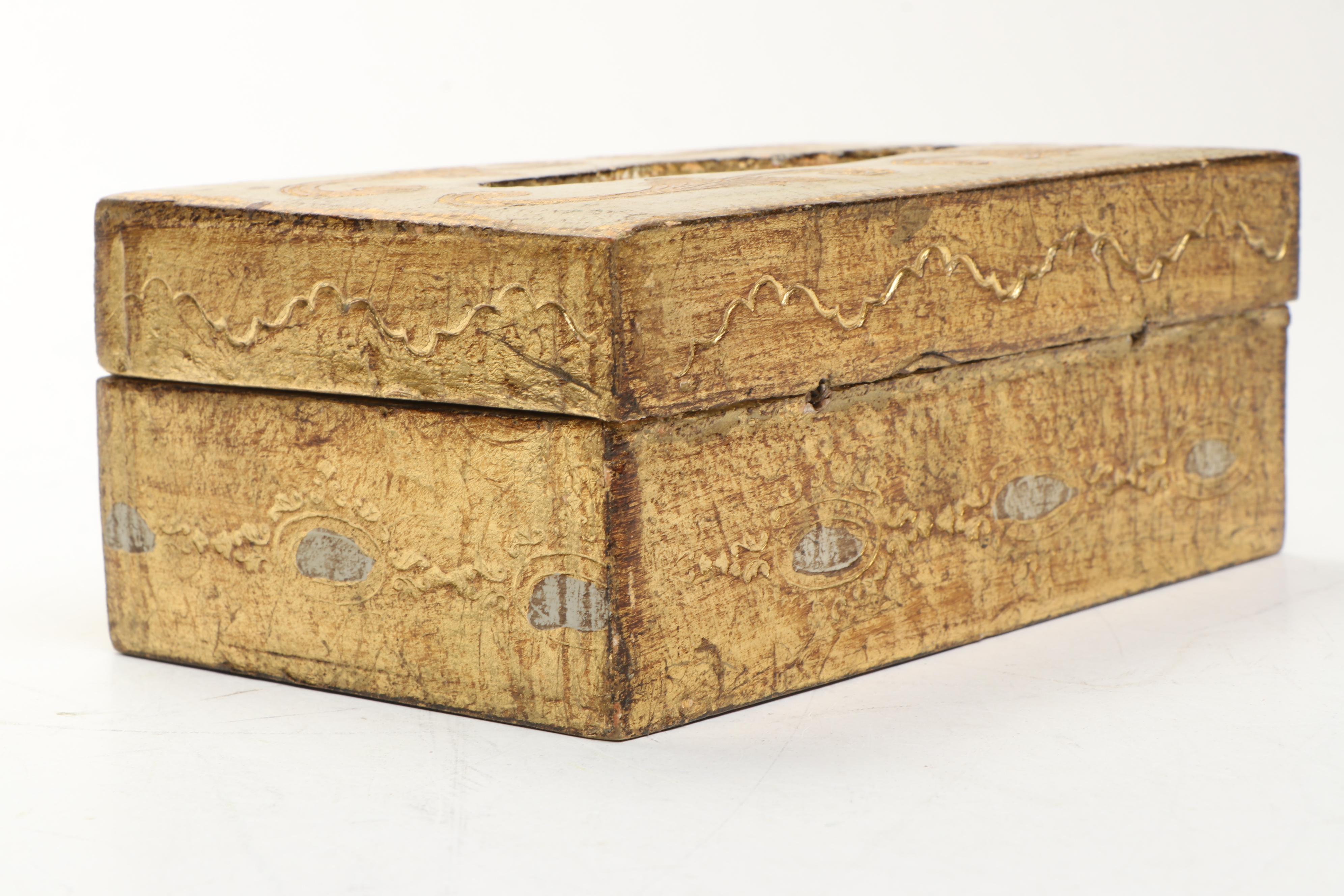 Giltwood Tissue Box Covers with Painted Wooden Box