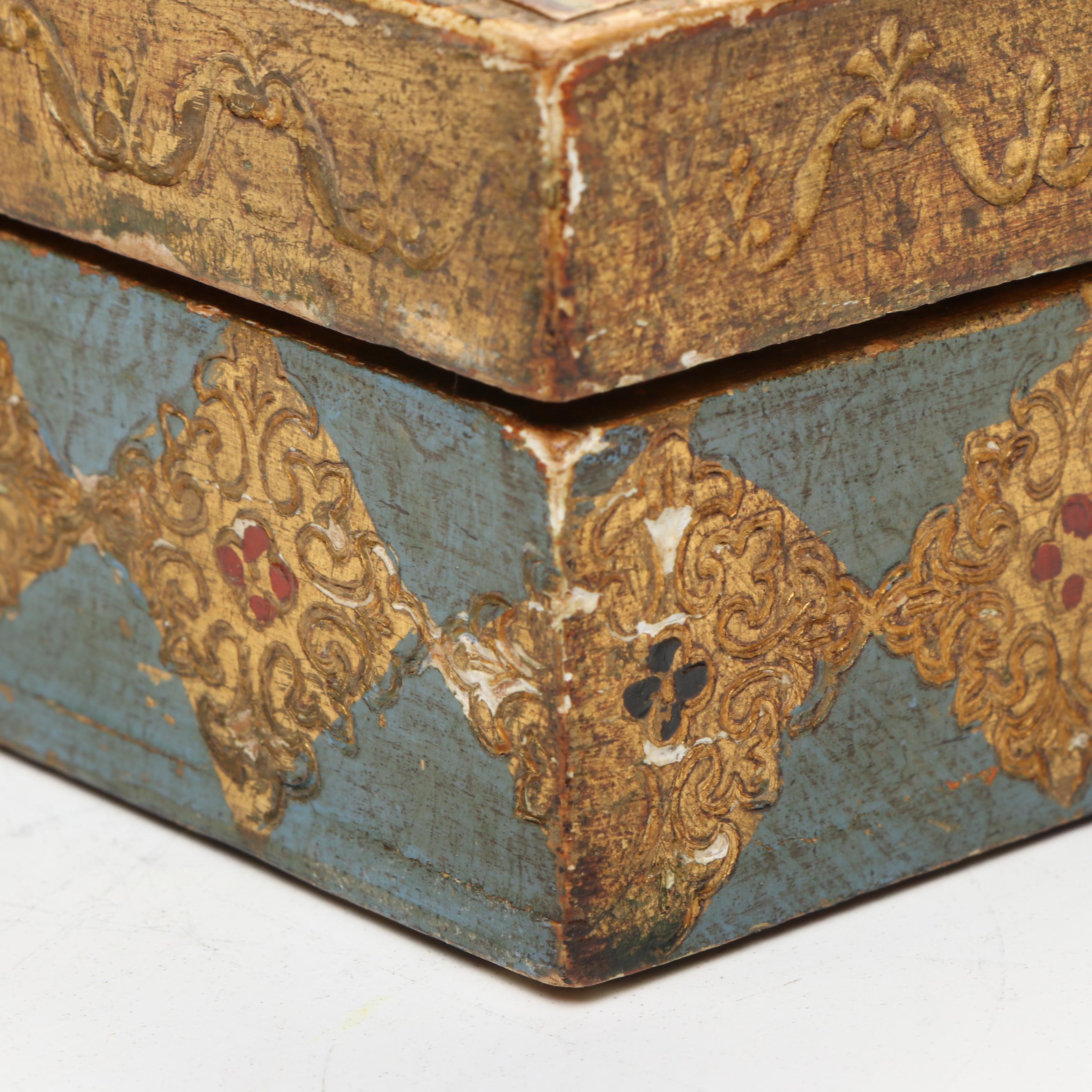 Giltwood Tissue Box Covers with Painted Wooden Box