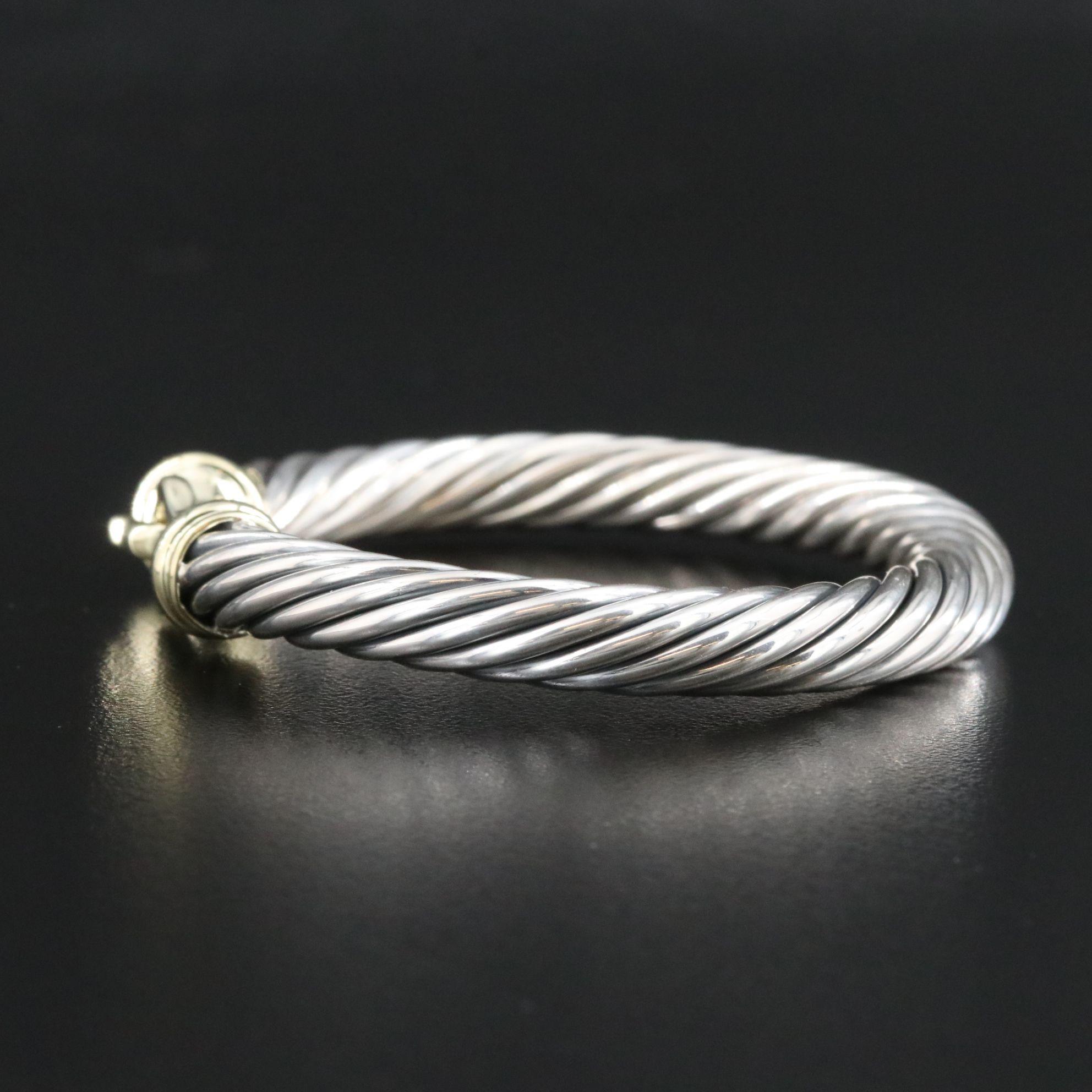 David Yurman Sterling and 14K Buckle Cable Bracelet