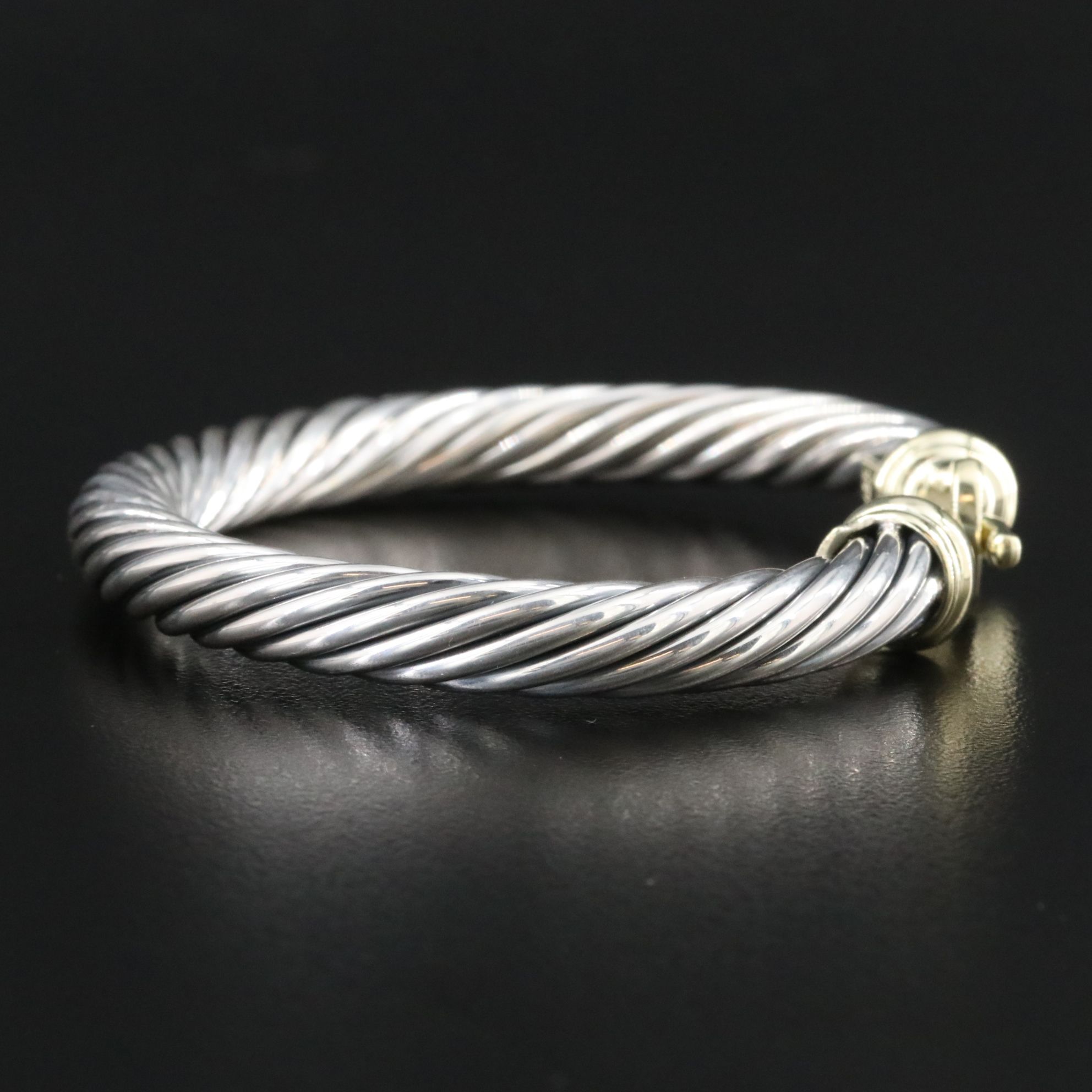 David Yurman Sterling and 14K Buckle Cable Bracelet