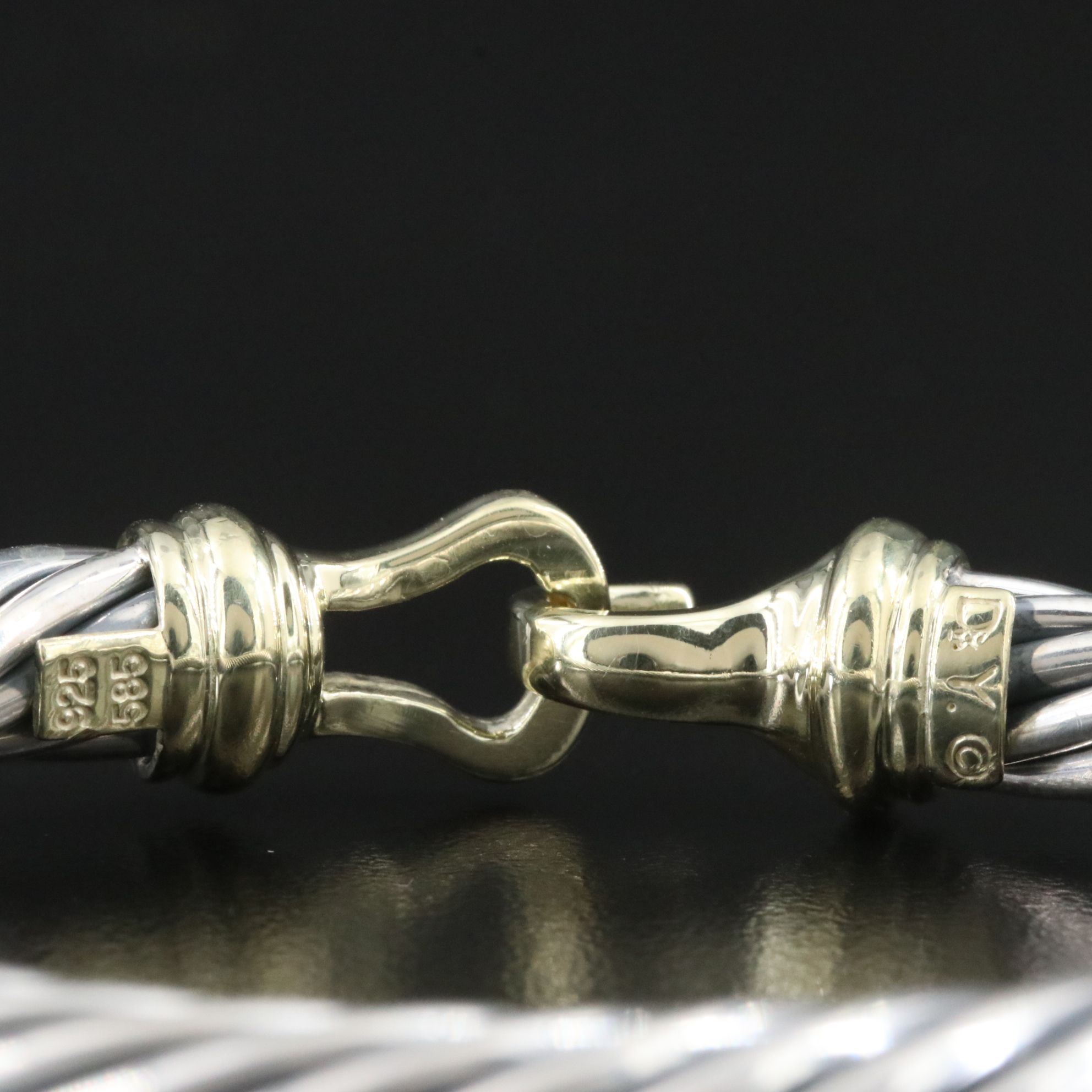 David Yurman Sterling and 14K Buckle Cable Bracelet