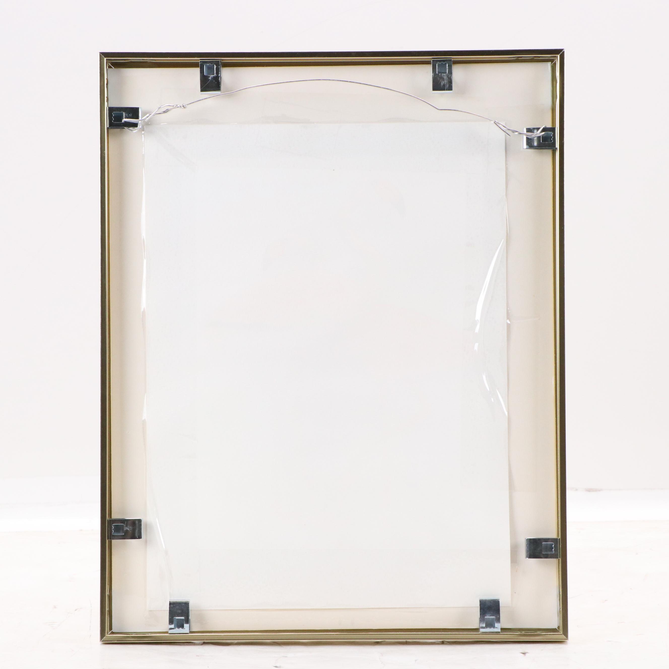 Coastal Landscape With Flamingoes Watercolor Painting