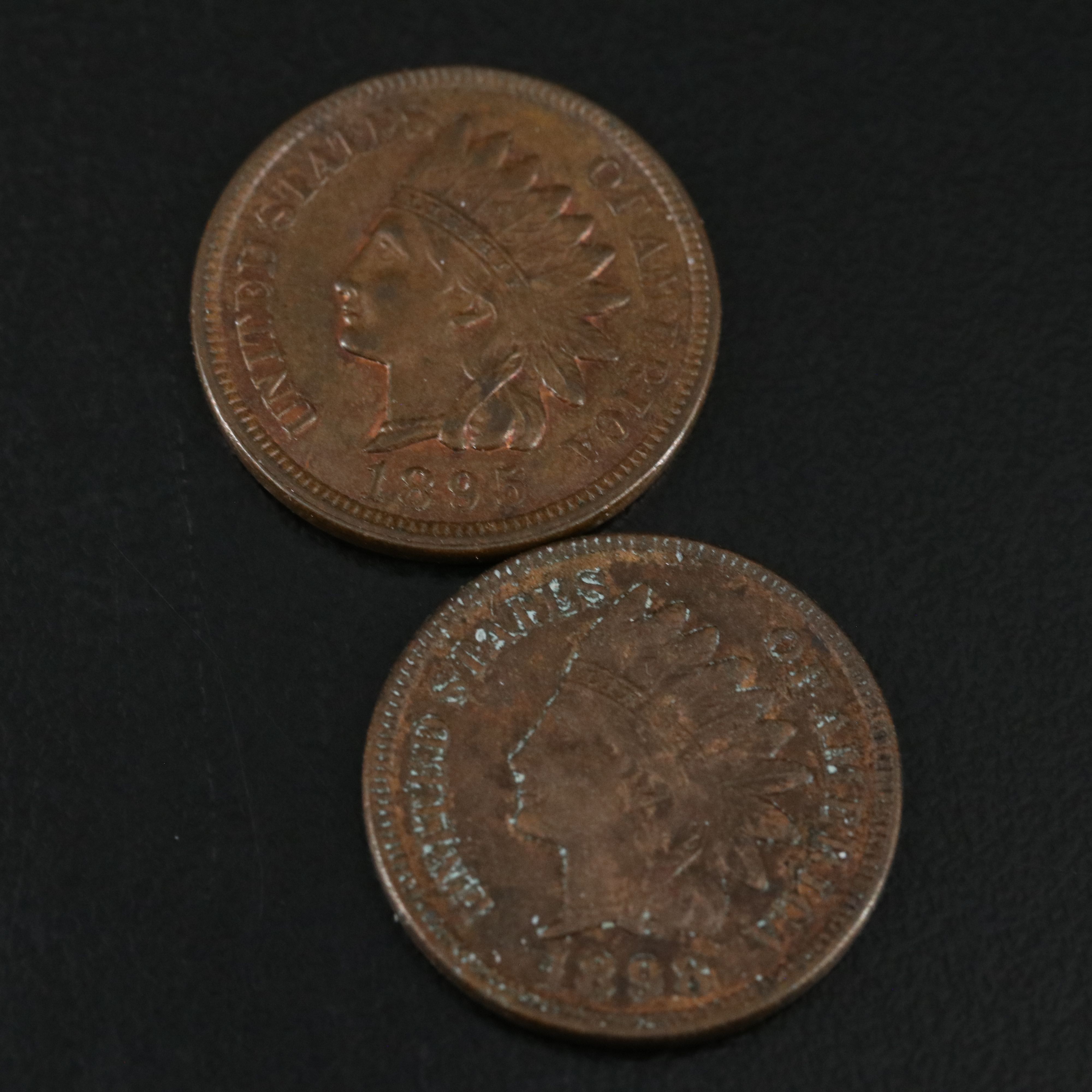 Four Different Indian Cents Including 1895, 1898, 1900, and 1905