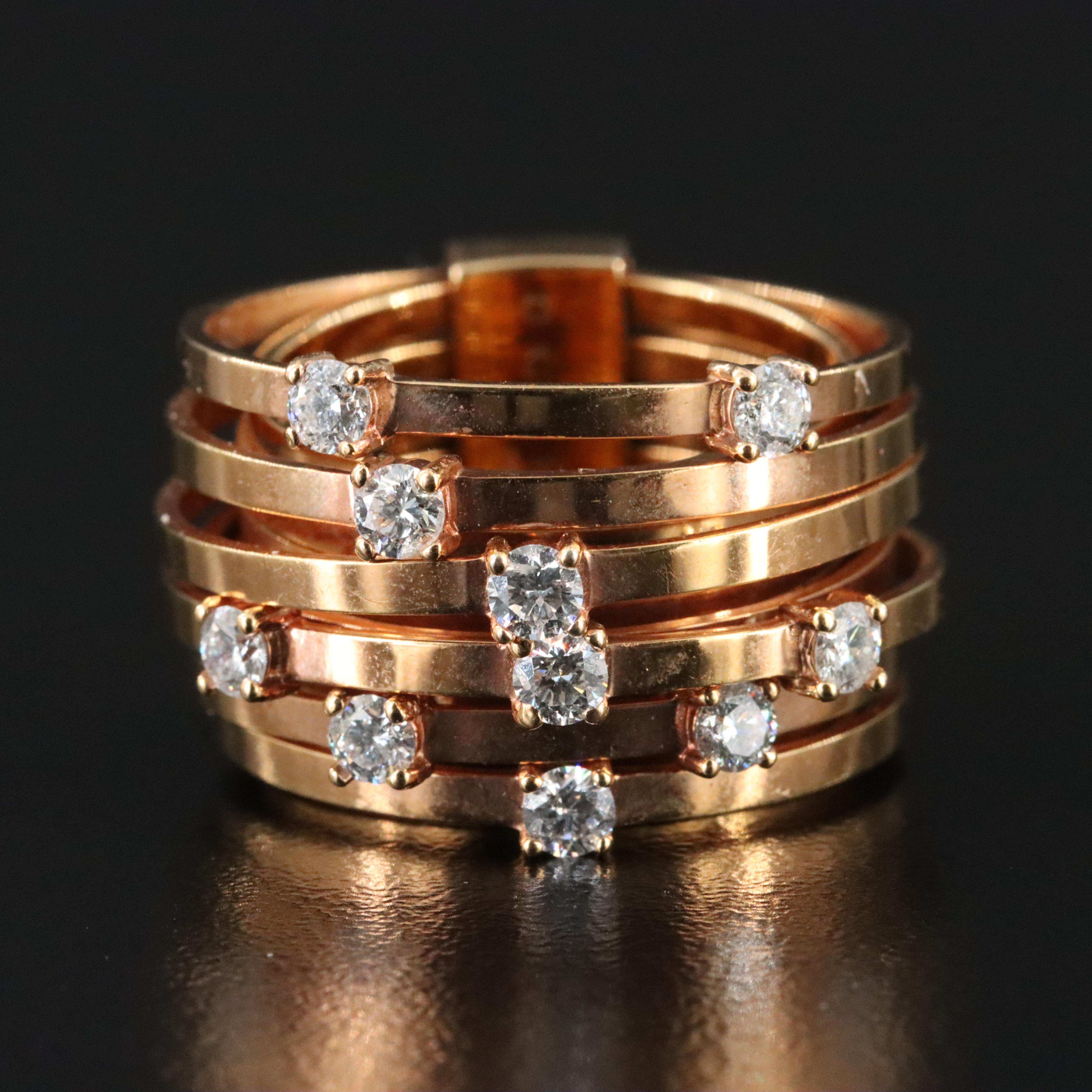 18K 0.68 CTW Diamond Layered and Stacked Ring