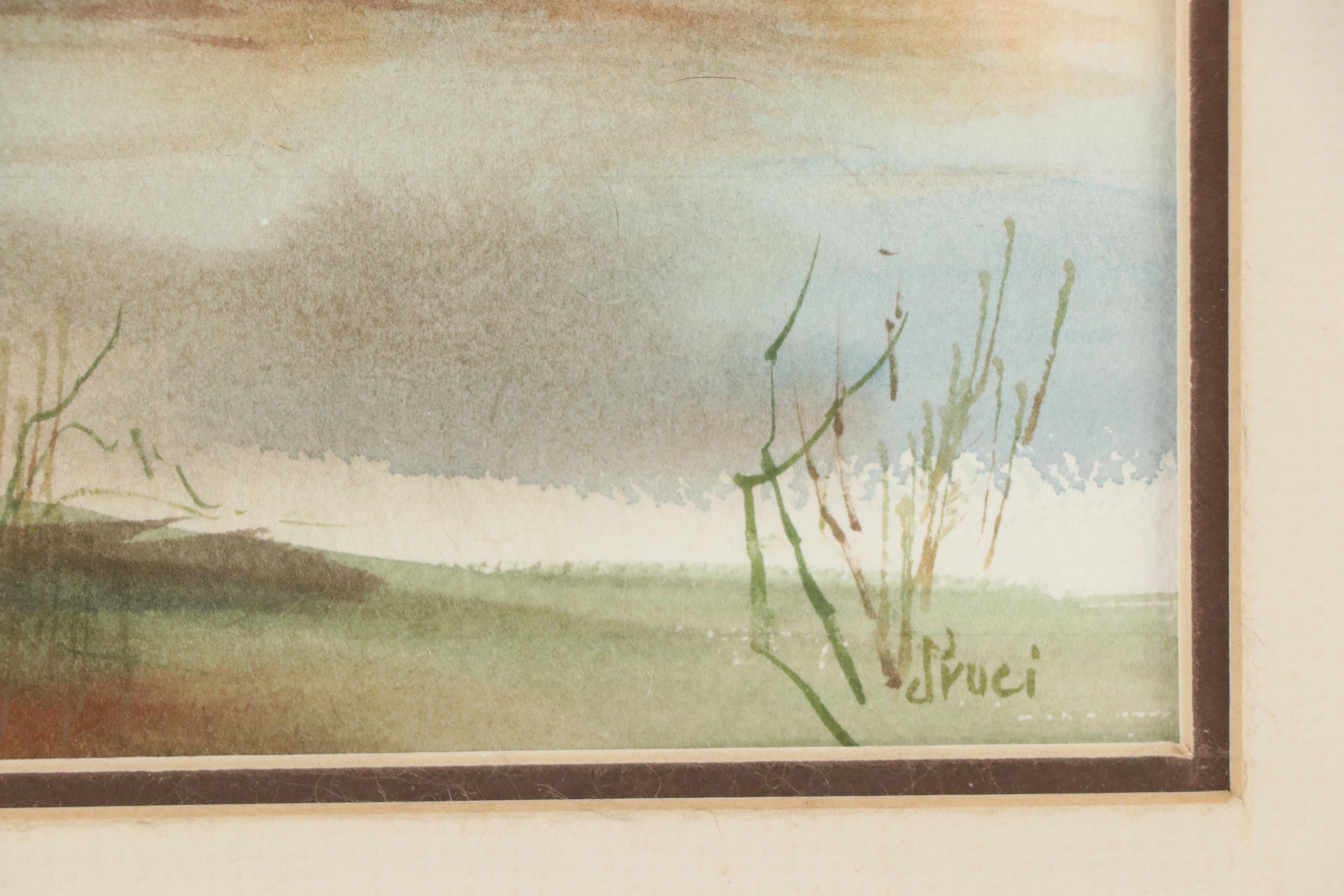 Druci Gault Autumn Lake Landscape Watercolor Painting