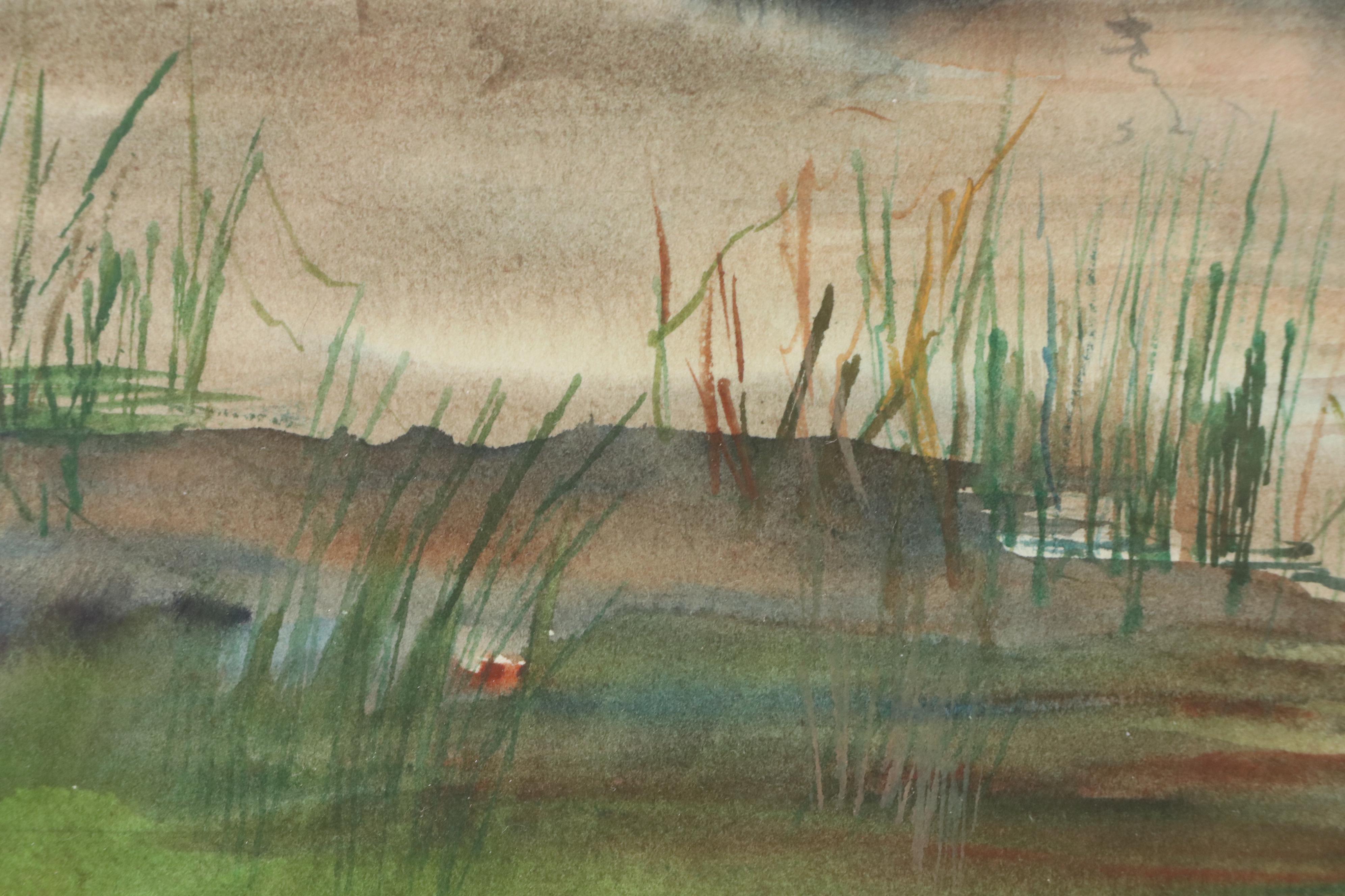 Druci Gault Autumn Lake Landscape Watercolor Painting