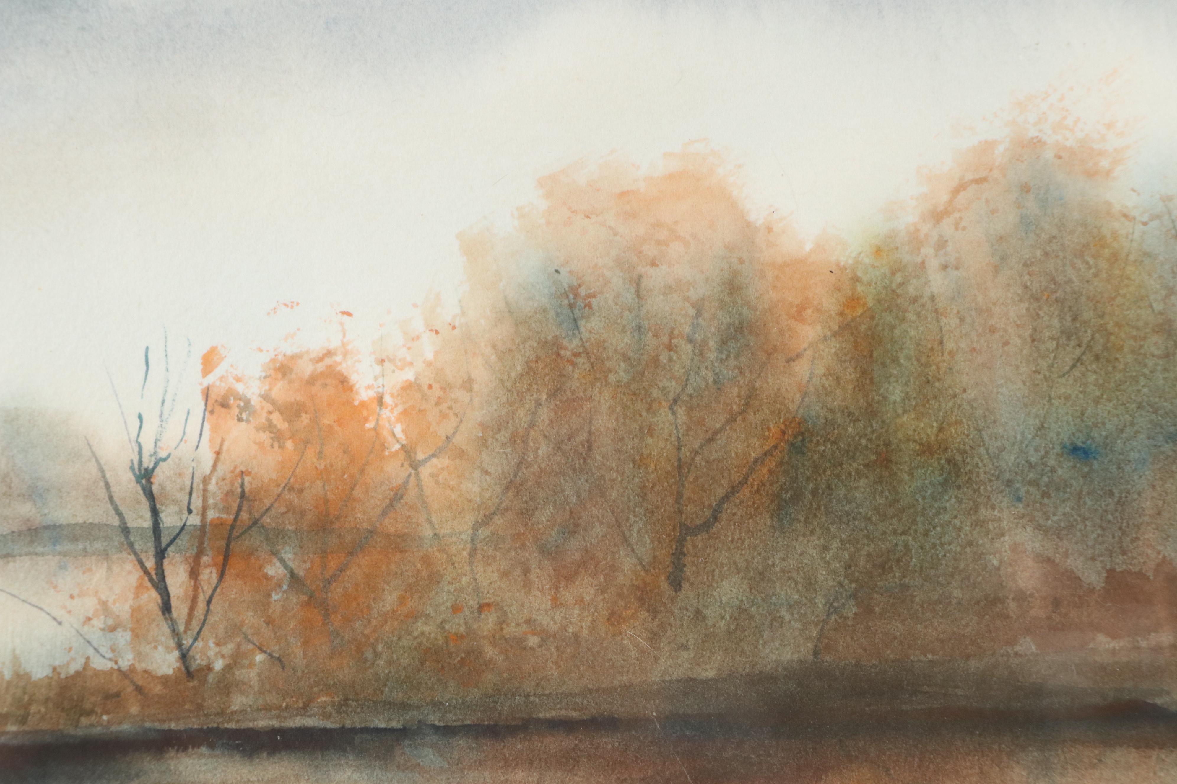 Druci Gault Autumn Lake Landscape Watercolor Painting