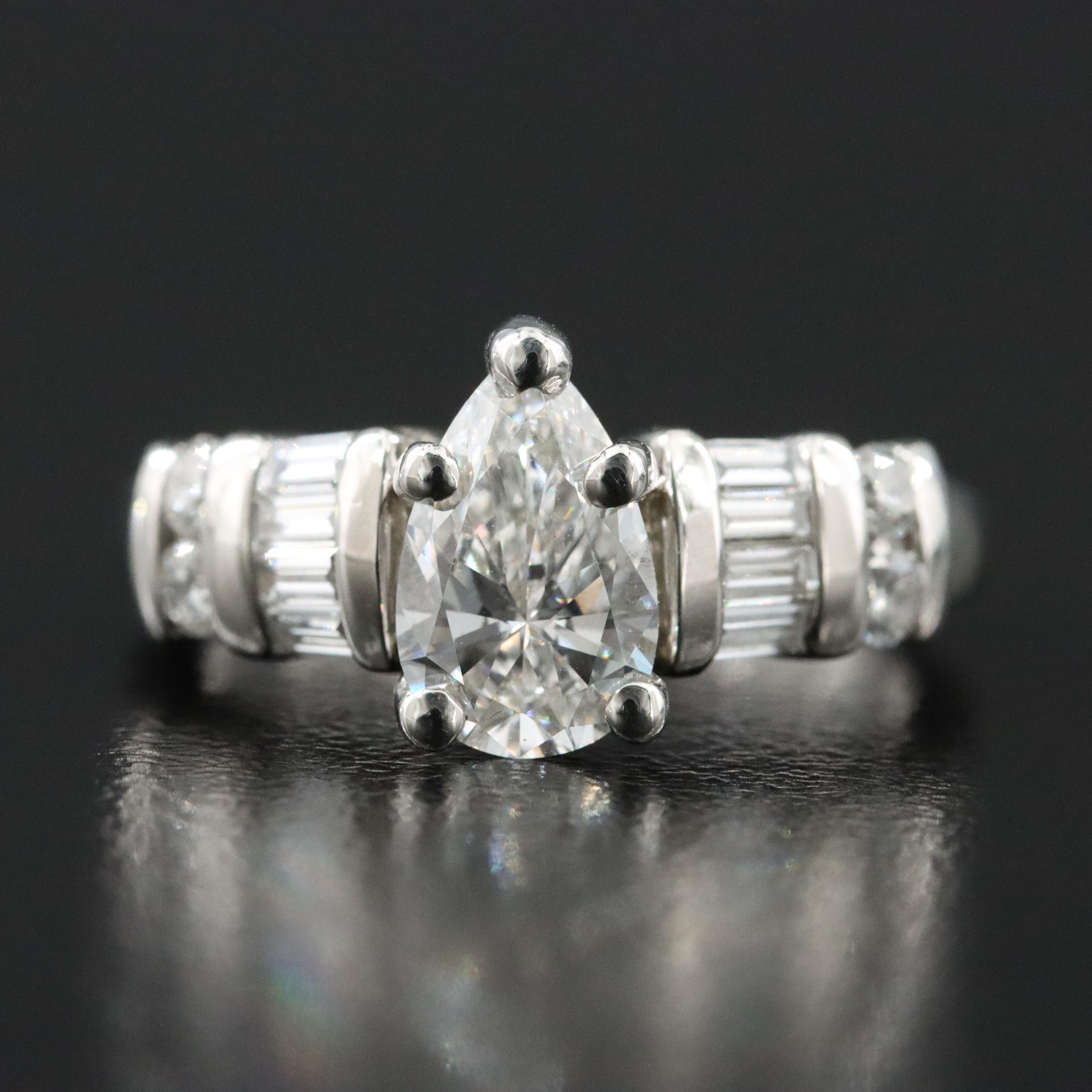 Platinum 1.43 CTW Diamond Ring with Lab Grown Center