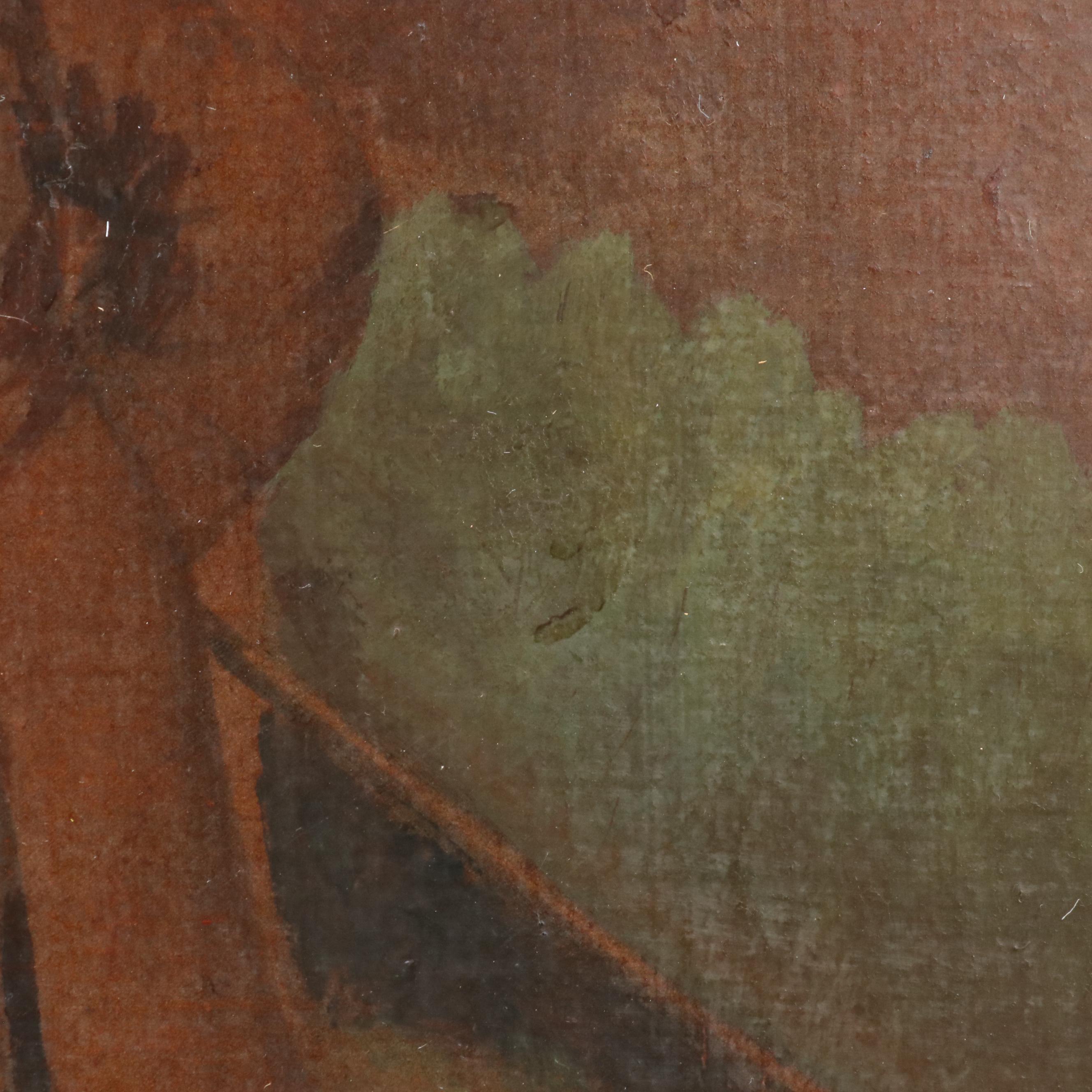 In the Manner of George Morland Hand-Embellished Intaglio Print of Barn Interior