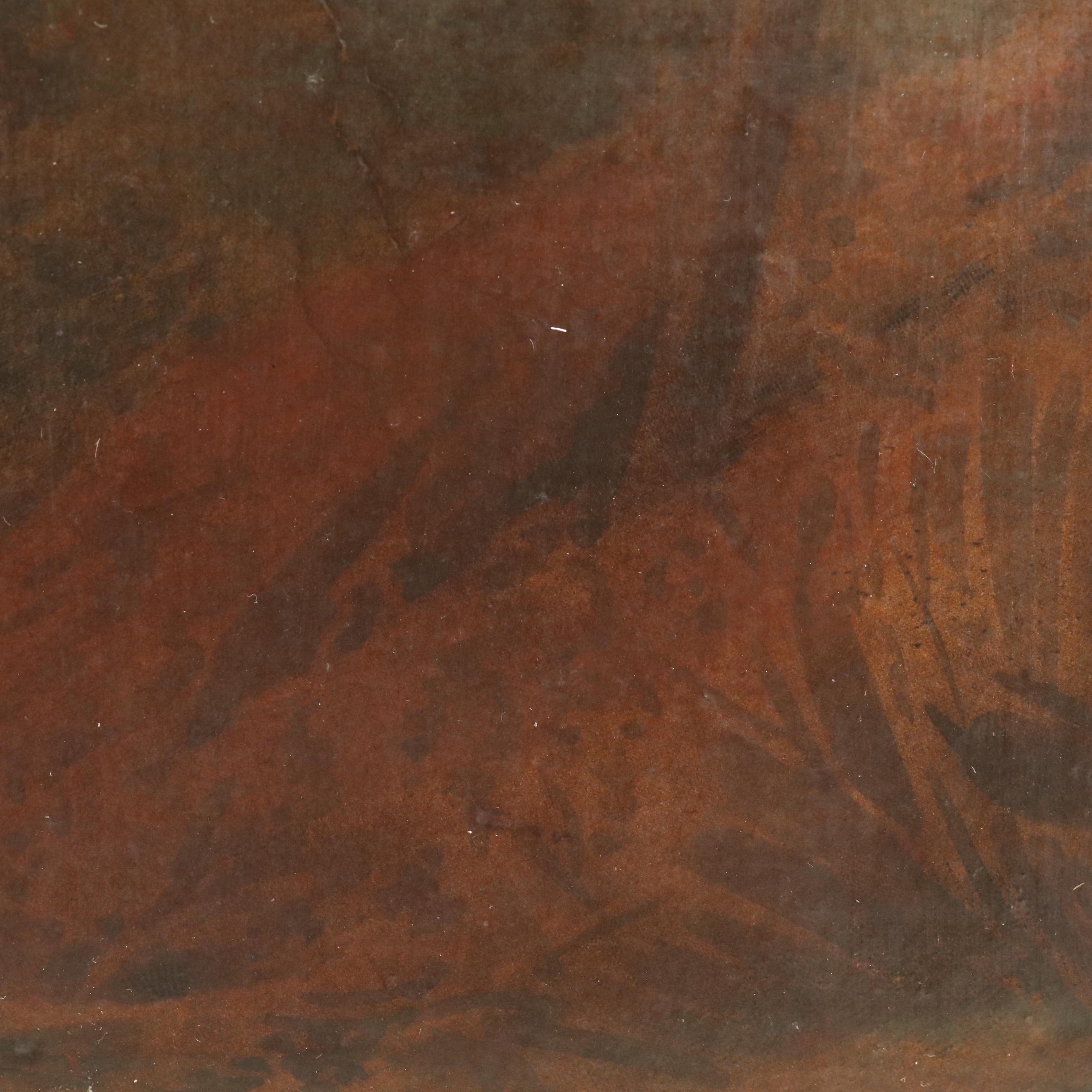 In the Manner of George Morland Hand-Embellished Intaglio Print of Barn Interior