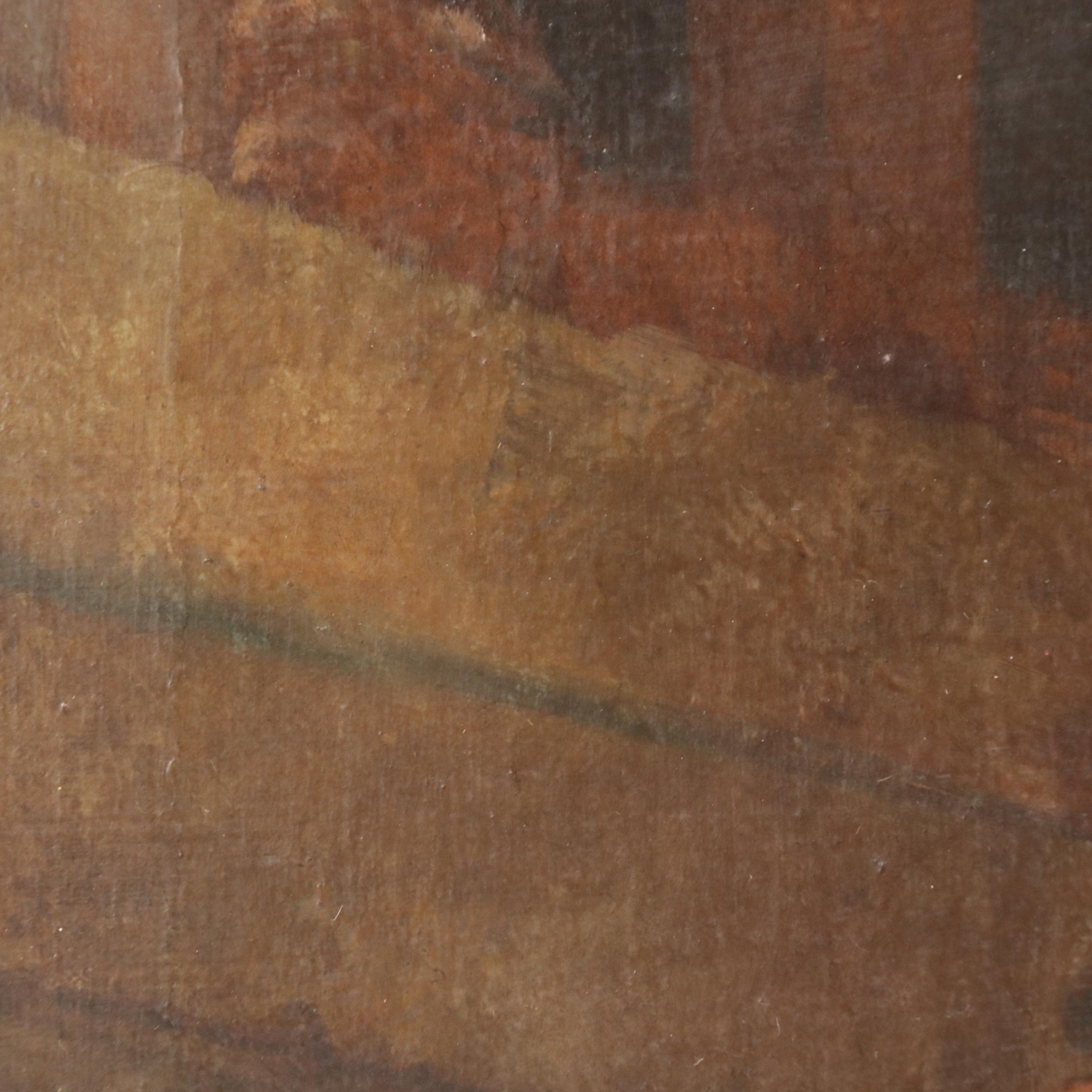 In the Manner of George Morland Hand-Embellished Intaglio Print of Barn Interior